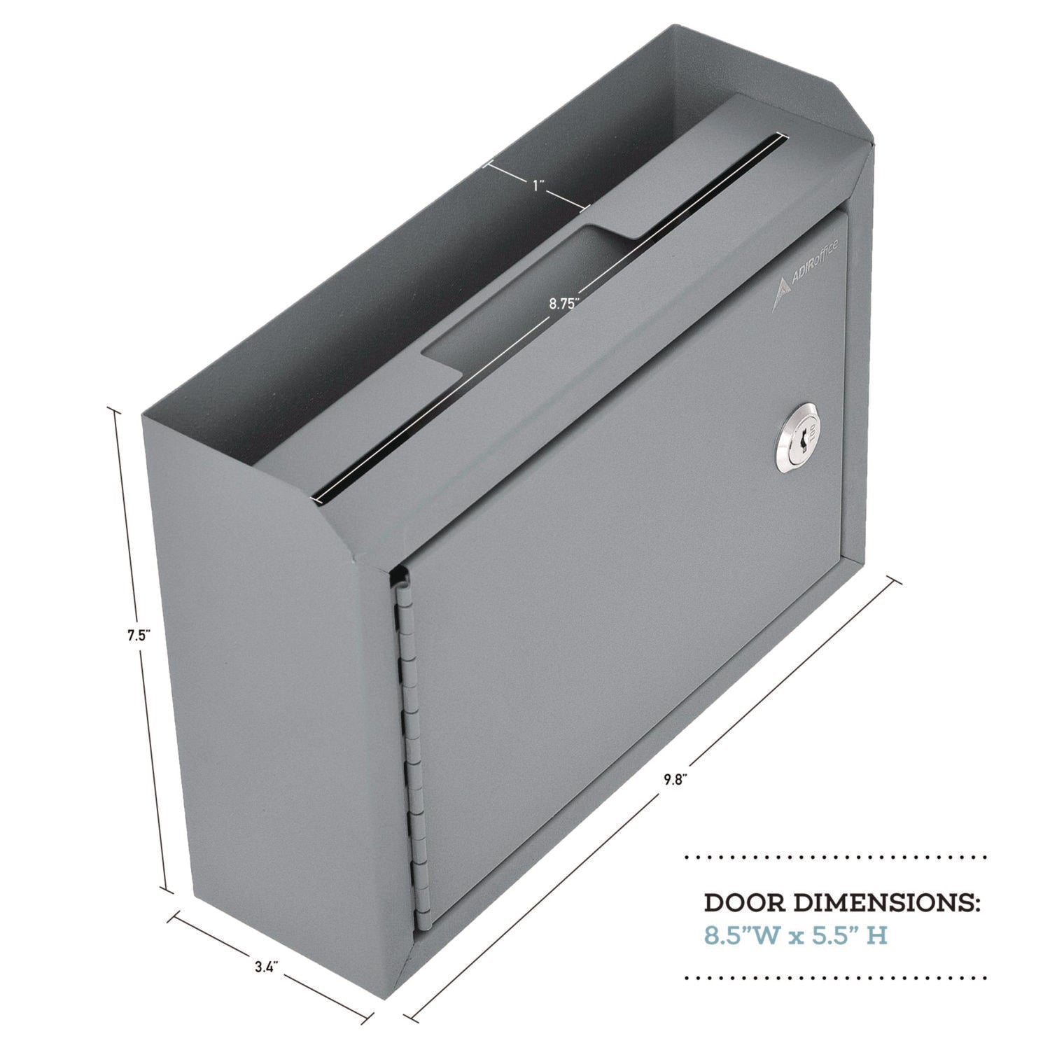 AdirOffice Medium Steel Secure Drop Box with Key Lock - 9.8