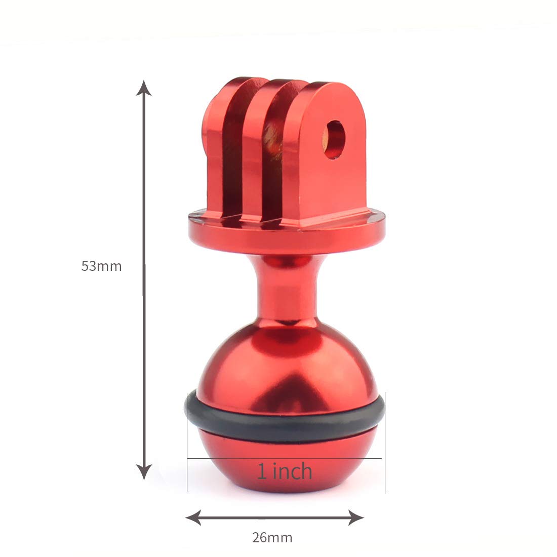 FEICHAO CNC 360° Rotating Ball Head Tripod Mount - 2.5cm Universal Compatible with GoPro Hero 5/4, Yi, SJCam, GitUp Action Cameras (Red) - Perfect for Vlogging, Sports, Travel & Outdoor Adventures