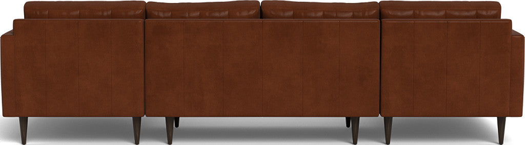 Wallace 126 Genuine Leather Double Chaise U-Shaped Sectional Sofa - Modern Living Room Furniture for Home Theater & Family Gatherings