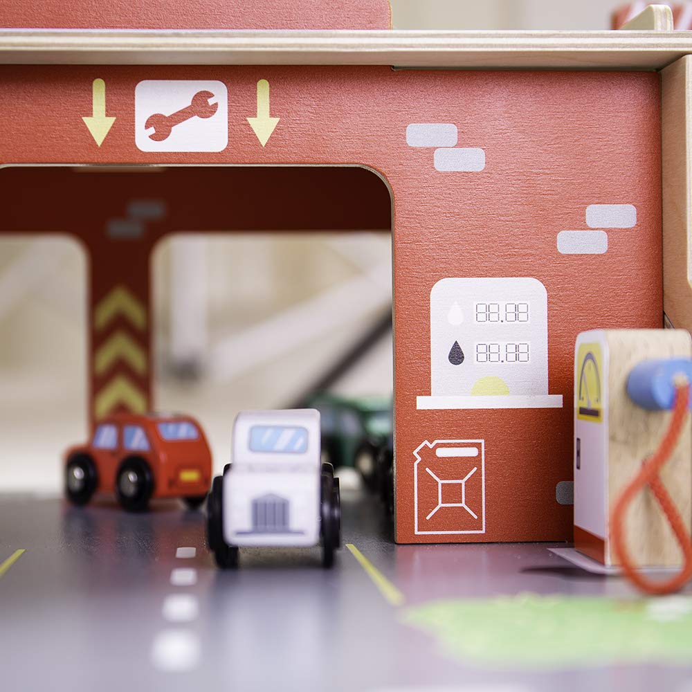 Bigjigs Toys Wooden Park & Play Garage Playset - Kids Pretend Play Toy for Toddlers & Preschoolers | Perfect for Indoor & Outdoor Playtime, Birthday Gifts, and Early Learning Development