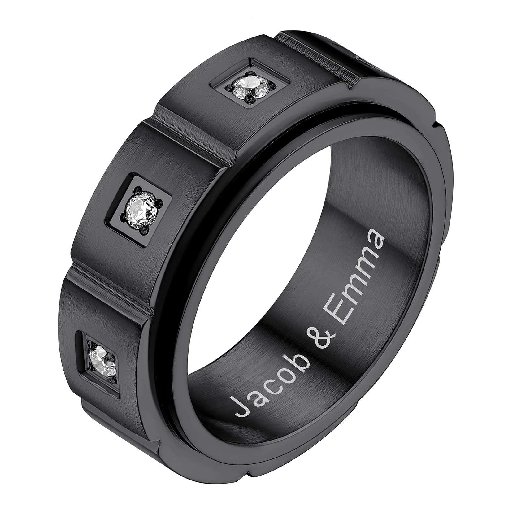 GOLDCHIC Spinner Ring for Men & Women - Titanium Steel Anxiety Relief Fidget Ring with Sand Blast Finish, Celtic Design in Black & 18K Gold Plated (8mm, Sizes 7-12) - Perfect for Stress Relief, Focus & ADHD - Includes Gift Box
