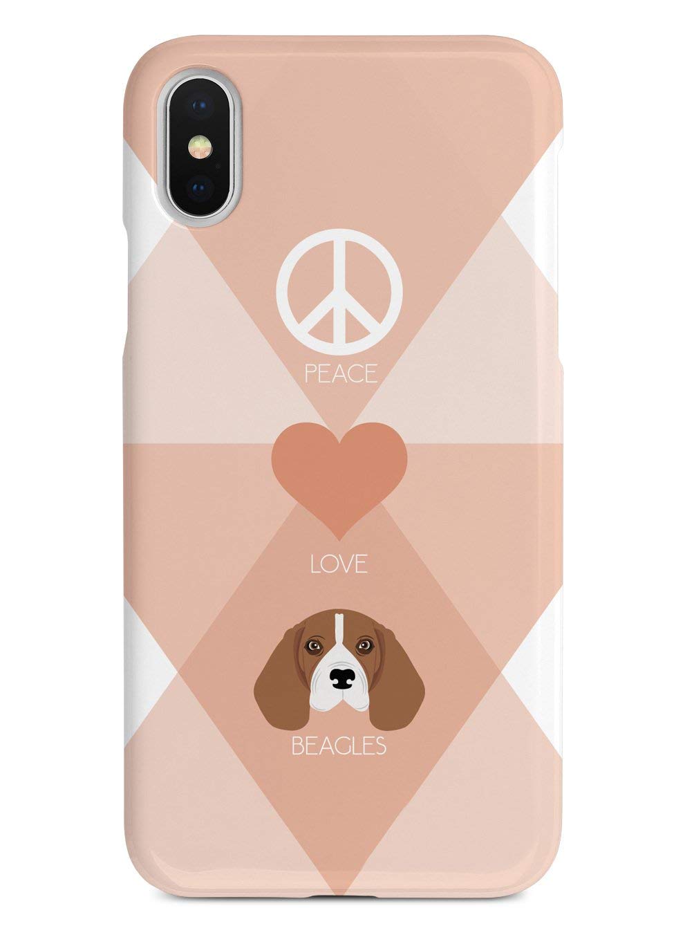 Inspired Cases - iPhone X/Xs Case - 3D Textured Protective Cover for Apple iPhone X/Xs - Peace Love & Beagles Design - Shockproof Slim Fit Phone Case for Everyday Use, Travel & Outdoor Activities