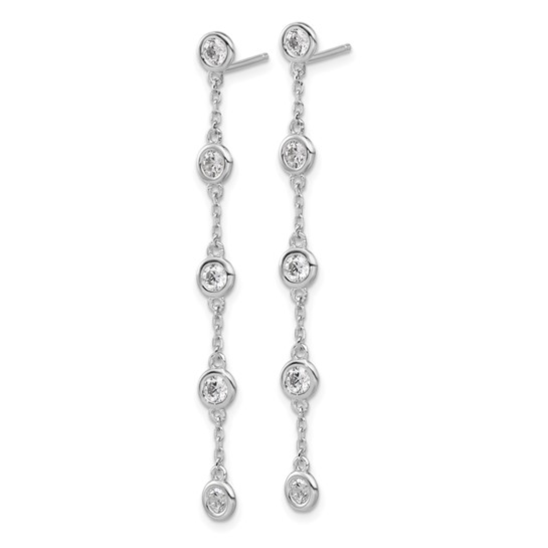 Elegant Sterling Silver Cubic Zirconia Dangle Earrings for Women | Hypoallergenic & Sparkling Fashion Jewelry | Perfect for Parties, Weddings & Special Occasions