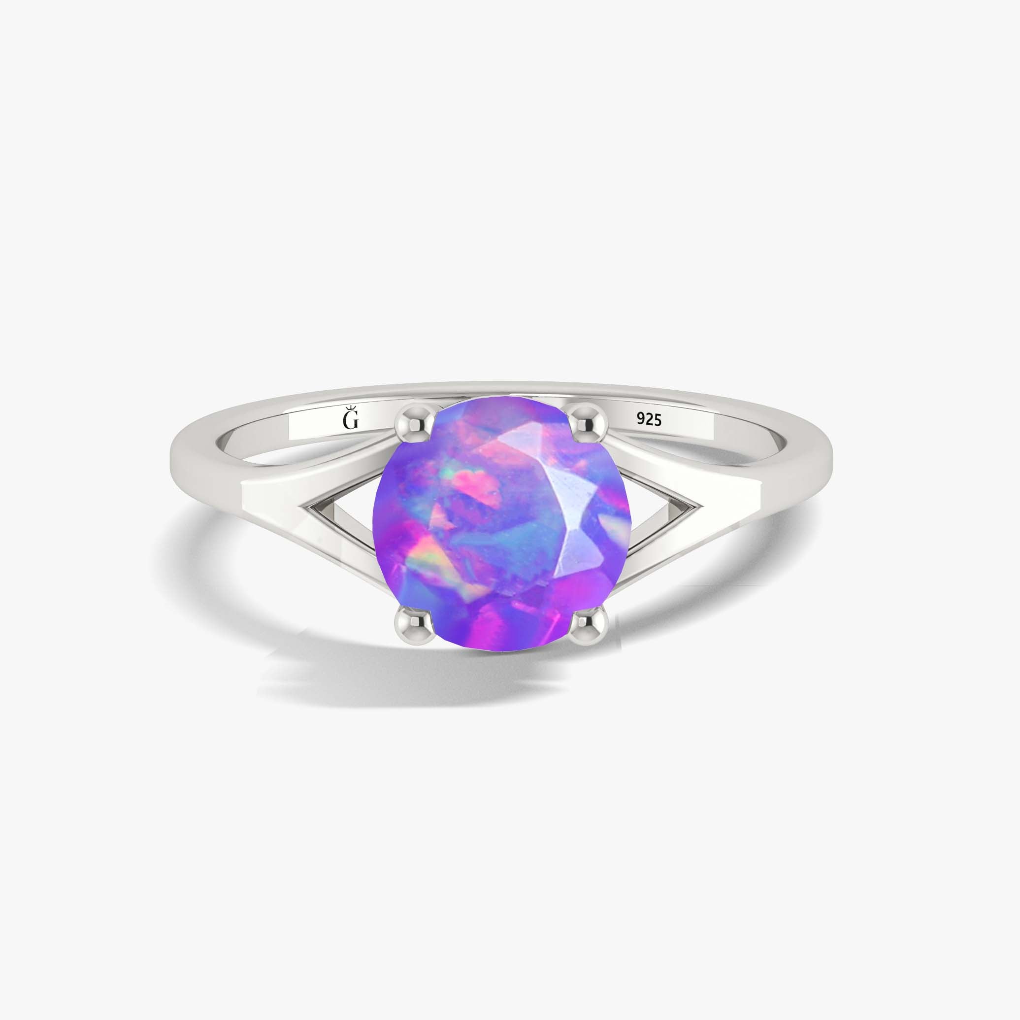 Faceted Lavender Opal Statement Ring - Round Cut Purple Gemstone Jewelry for Women | Perfect for Evening Parties, Weddings & Special Occasions
