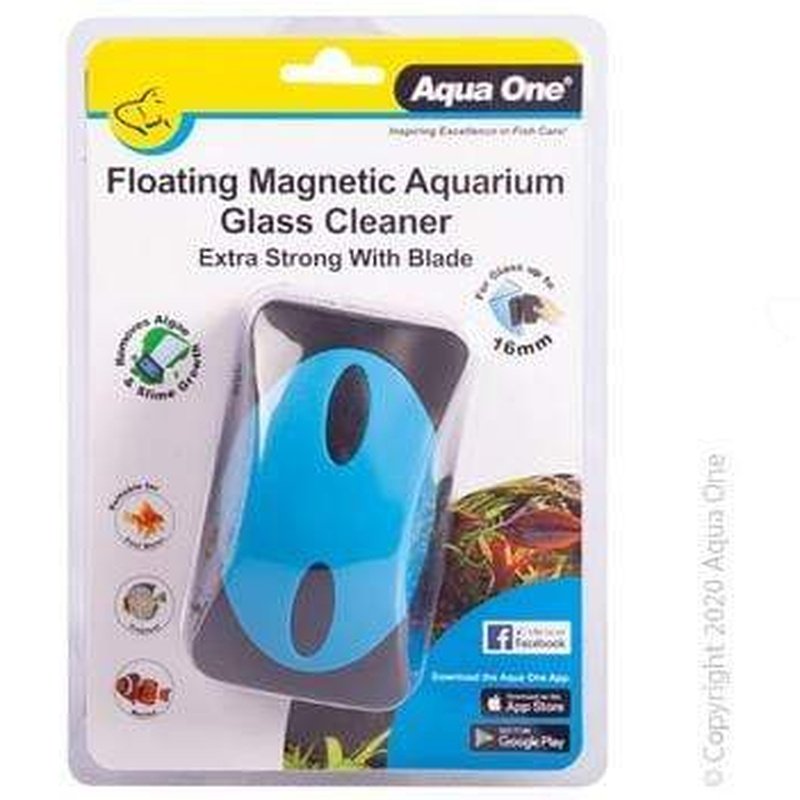 Aqua One Floating Magnet Cleaner Ex Strong with Blade - Powerful Algae Scraper for Glass Aquariums & Fish Tanks - Perfect for Freshwater and Saltwater Fish Tank Maintenance