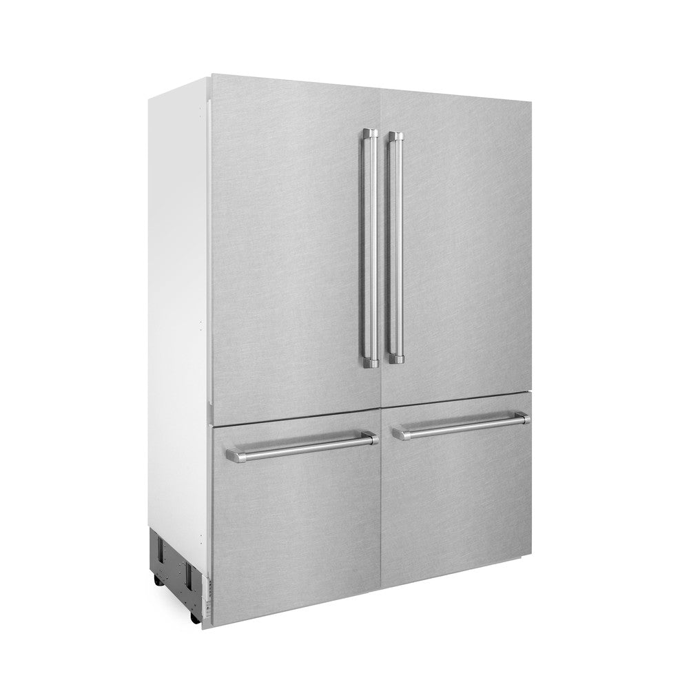 ZLINE 60 Inch 32.2 Cu Ft French Door Built-In Bottom Freezer Refrigerator with Water Dispenser & Ice Maker - Satin Stainless Steel (RBIV SN 60) for Modern Kitchen & Open Concept Homes
