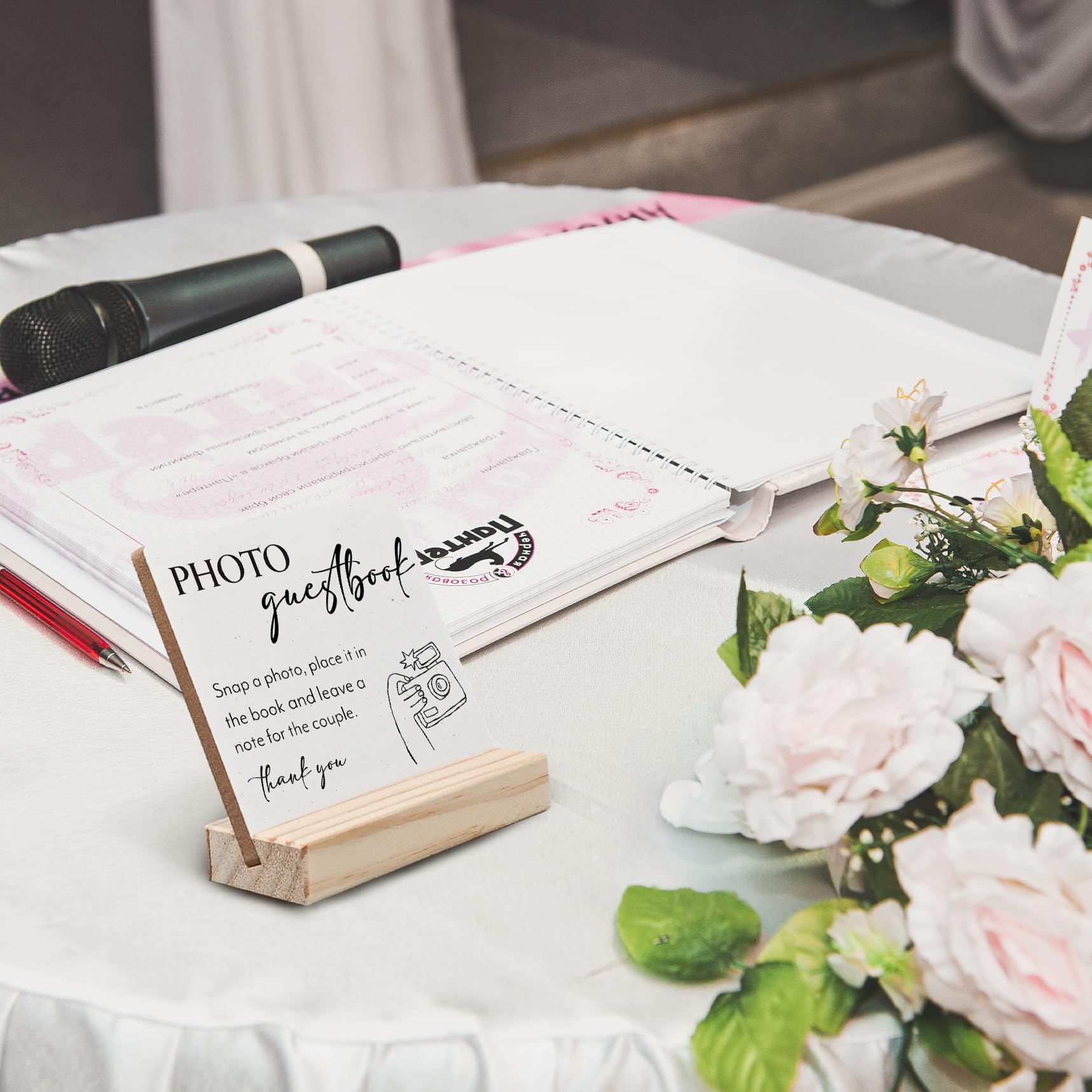 Elegant Wooden Wedding Guest Book Sign with Stand - Rustic Wedding Guestbook Plaque for Reception Decor - Perfect for Photo Guestbook & Wedding Guest Signing Table