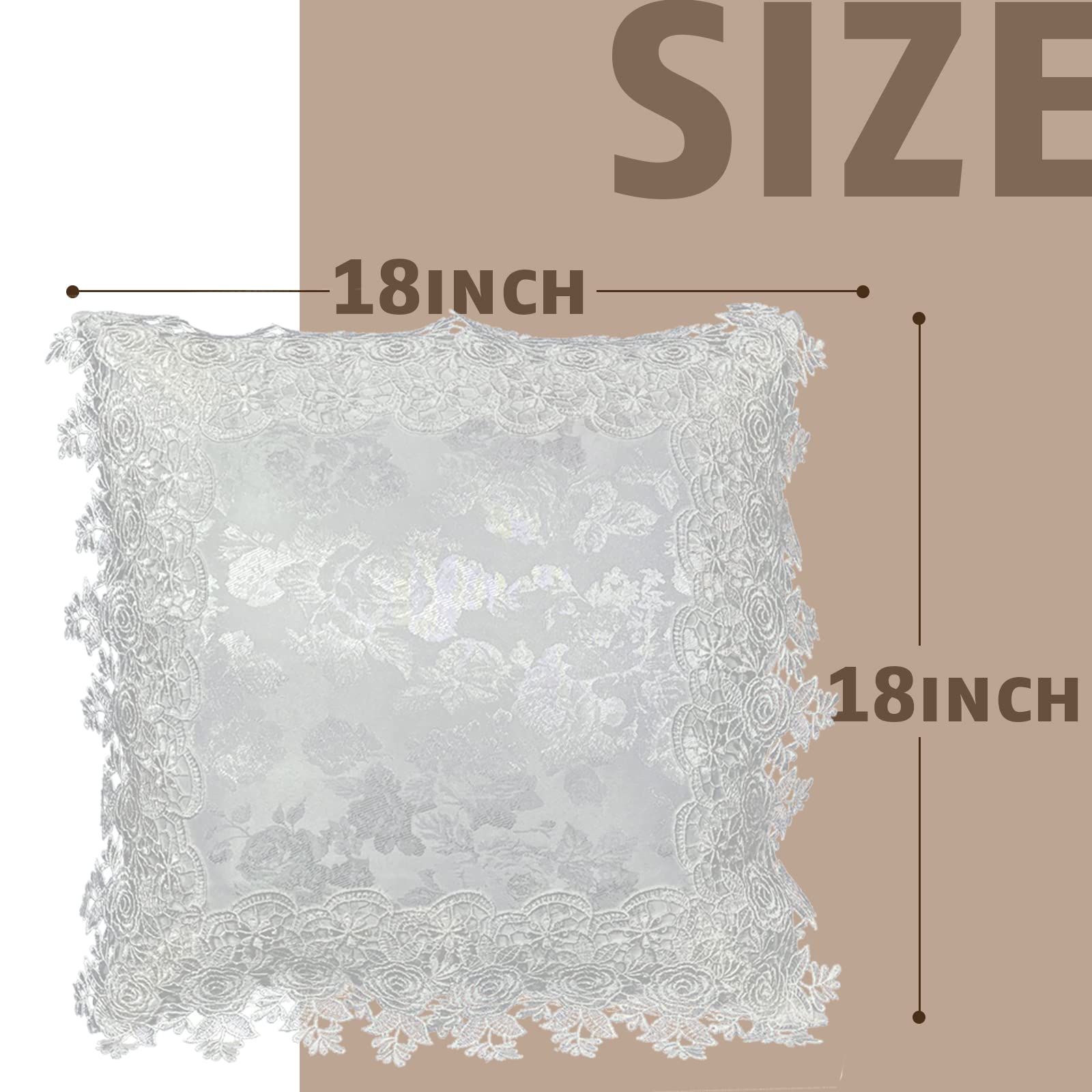 18x18 Inch White Lace Pillow Covers Set of 2 - Soft Farmhouse Throw Pillow Covers with Exquisite Embroidery for Couch, Sofa & Bed - Perfect for Living Room, Bedroom & Home Decor
