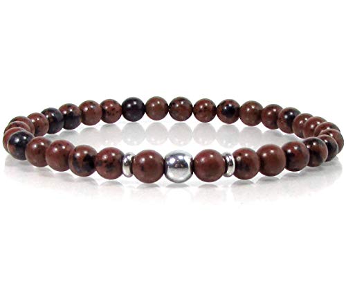 Stylish Mahogany Obsidian Men's Bracelet - Minimalist Beaded Gemstone Bracelet for Men - Perfect Gift for Him - Ideal for Casual Wear, Meditation & Spiritual Healing