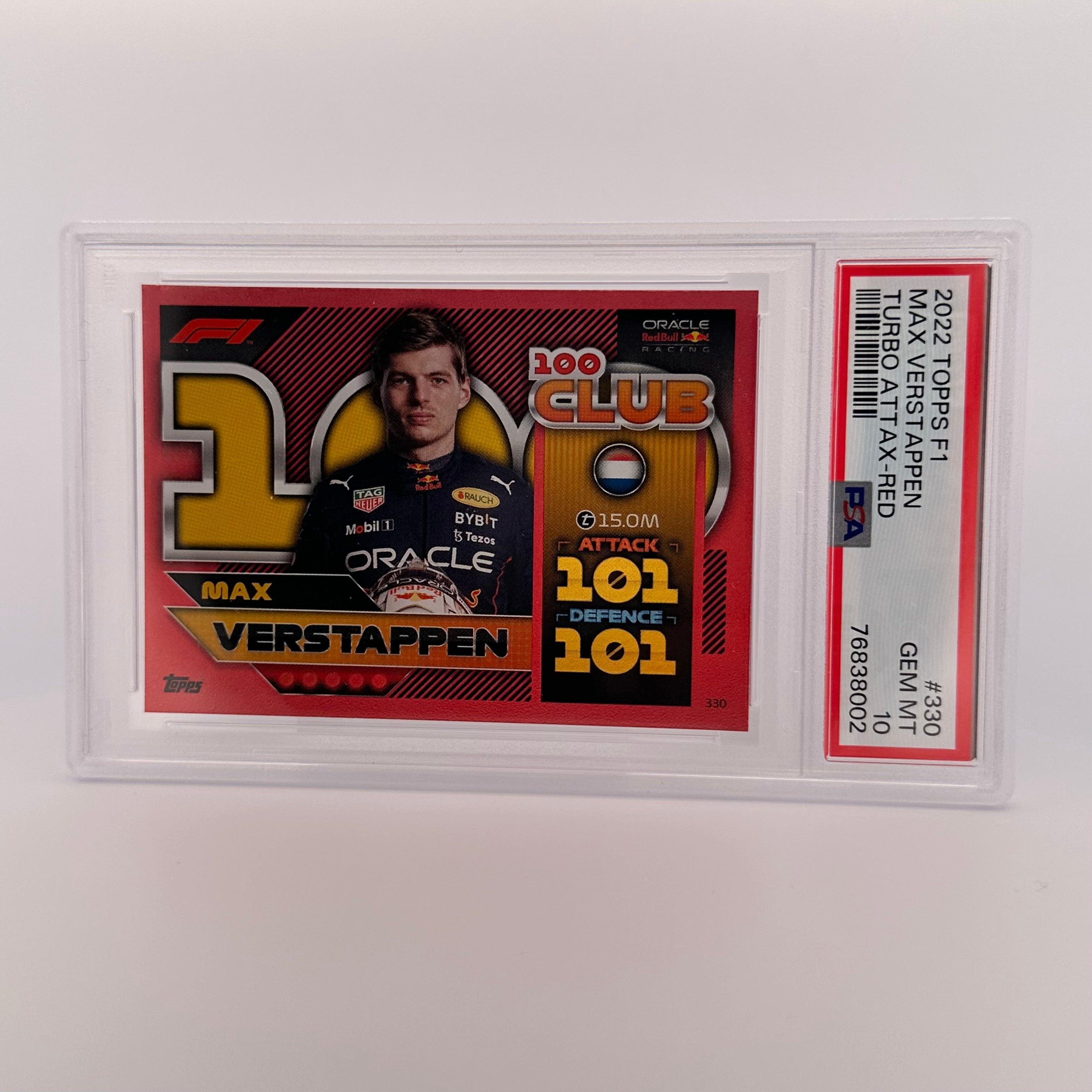 PSA 10 Graded 163/500 Max Verstappen #330 Red F1 Racing Card - Perfect for Collectors, Sports Memorabilia Displays & Formula 1 Fan Gifts