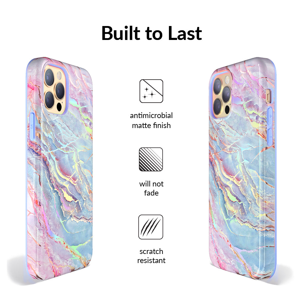 Holo Moonstone Marble iPhone Case - Protective & Stylish Phone Cover for iPhone 13/14/15 Pro Max - Perfect for Everyday Use, Travel & Gift Giving