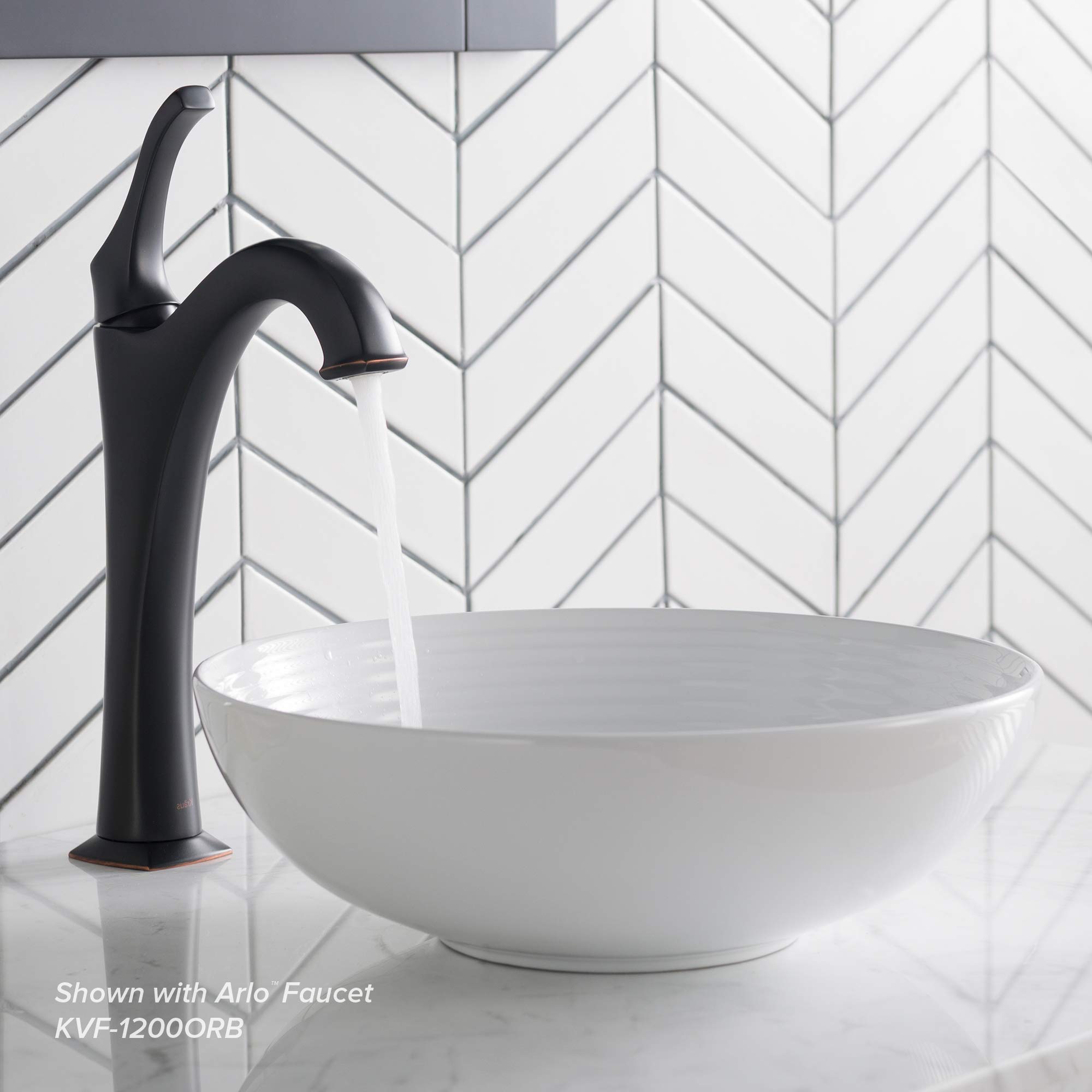 KRAUS Viva™ Round White Porcelain Ceramic Vessel Bathroom Sink - 13 Inch Diameter x 4.38 Inch Height (KCV-204GWH) | Modern Vanity Sink for Bathroom Remodel & Powder Room Upgrade
