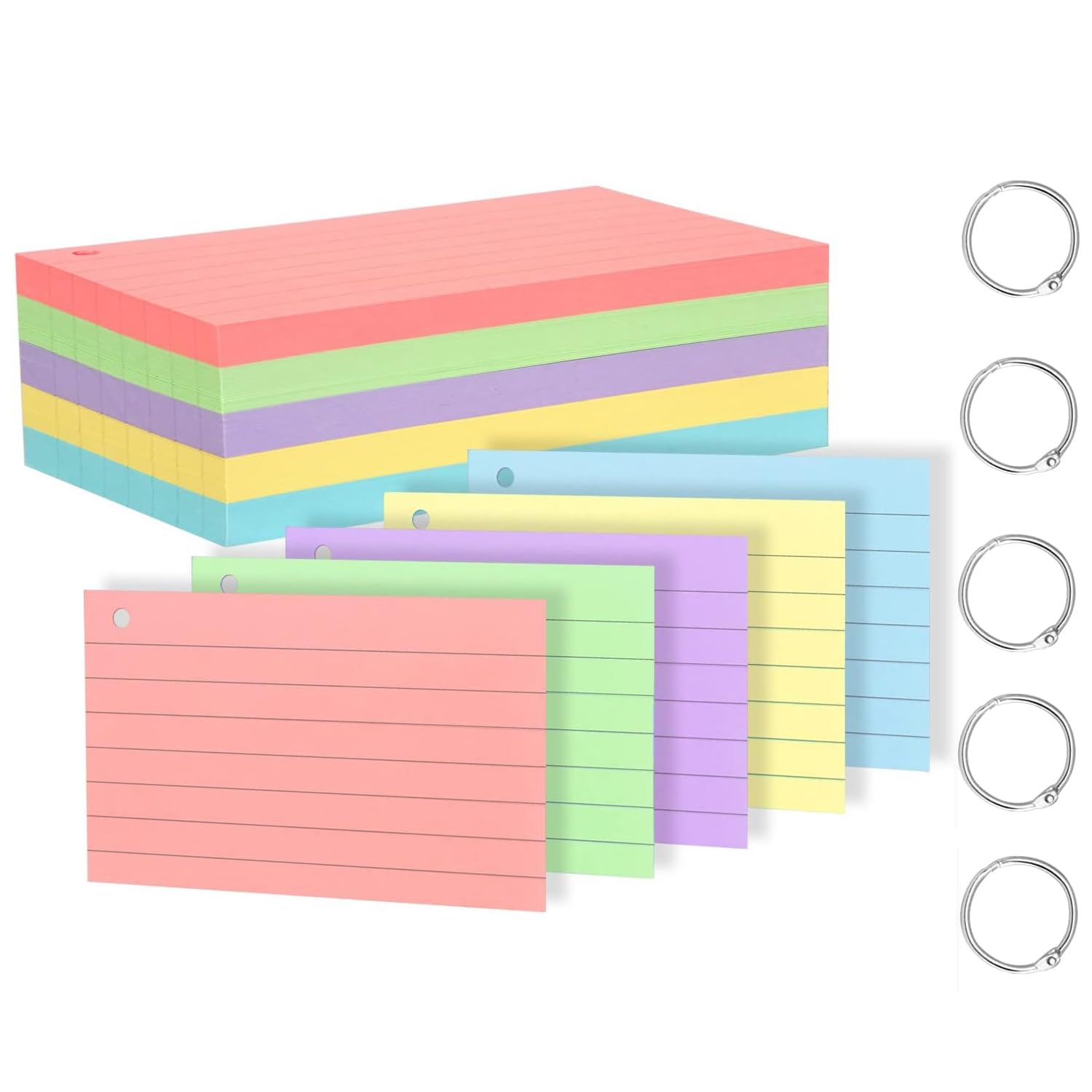 100 Pcs Pastel Color Index Cards, 3