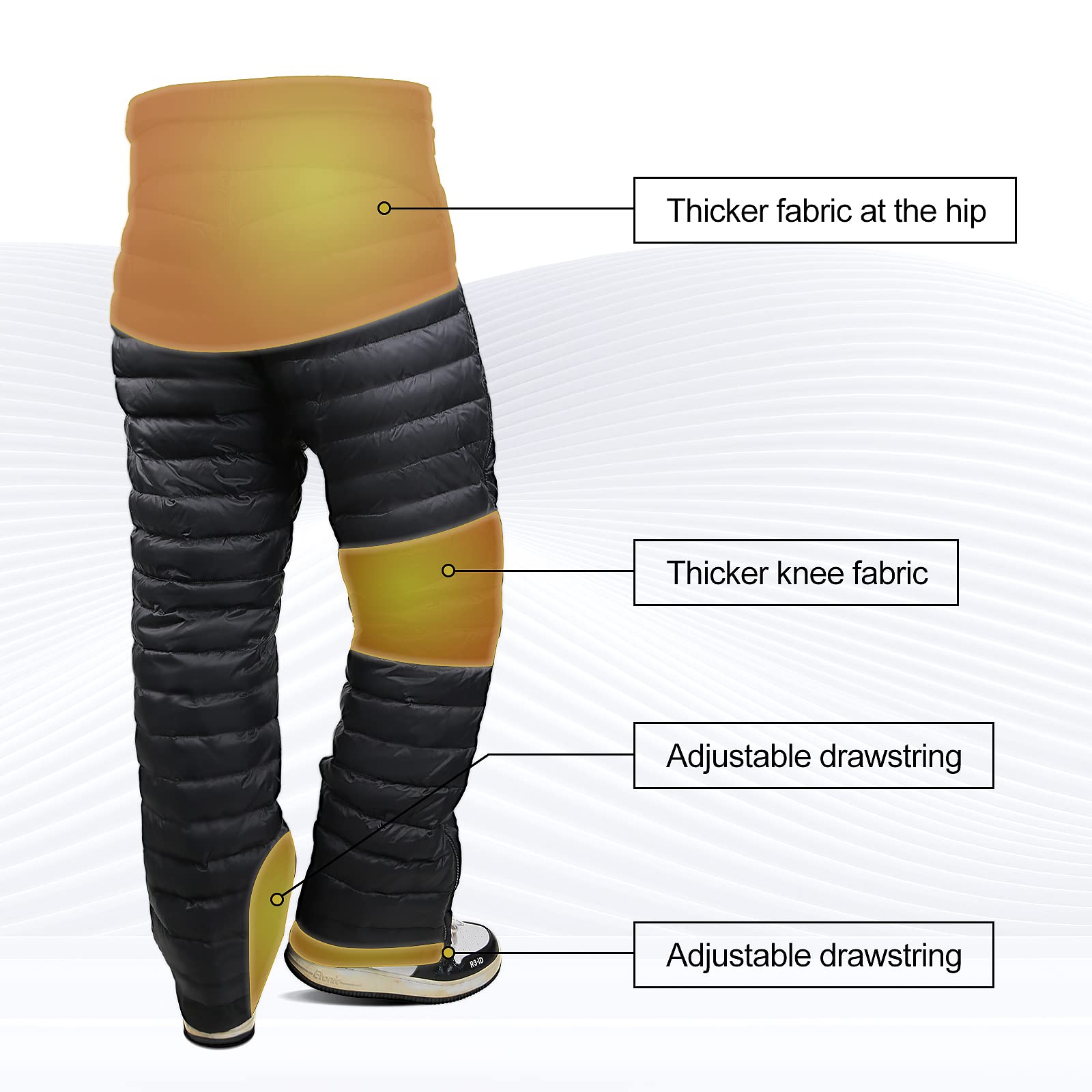 Men's Ultra Warm Winter Down Pants - Waterproof Insulated Snow Pants for Skiing, Hiking & Outdoor Activities