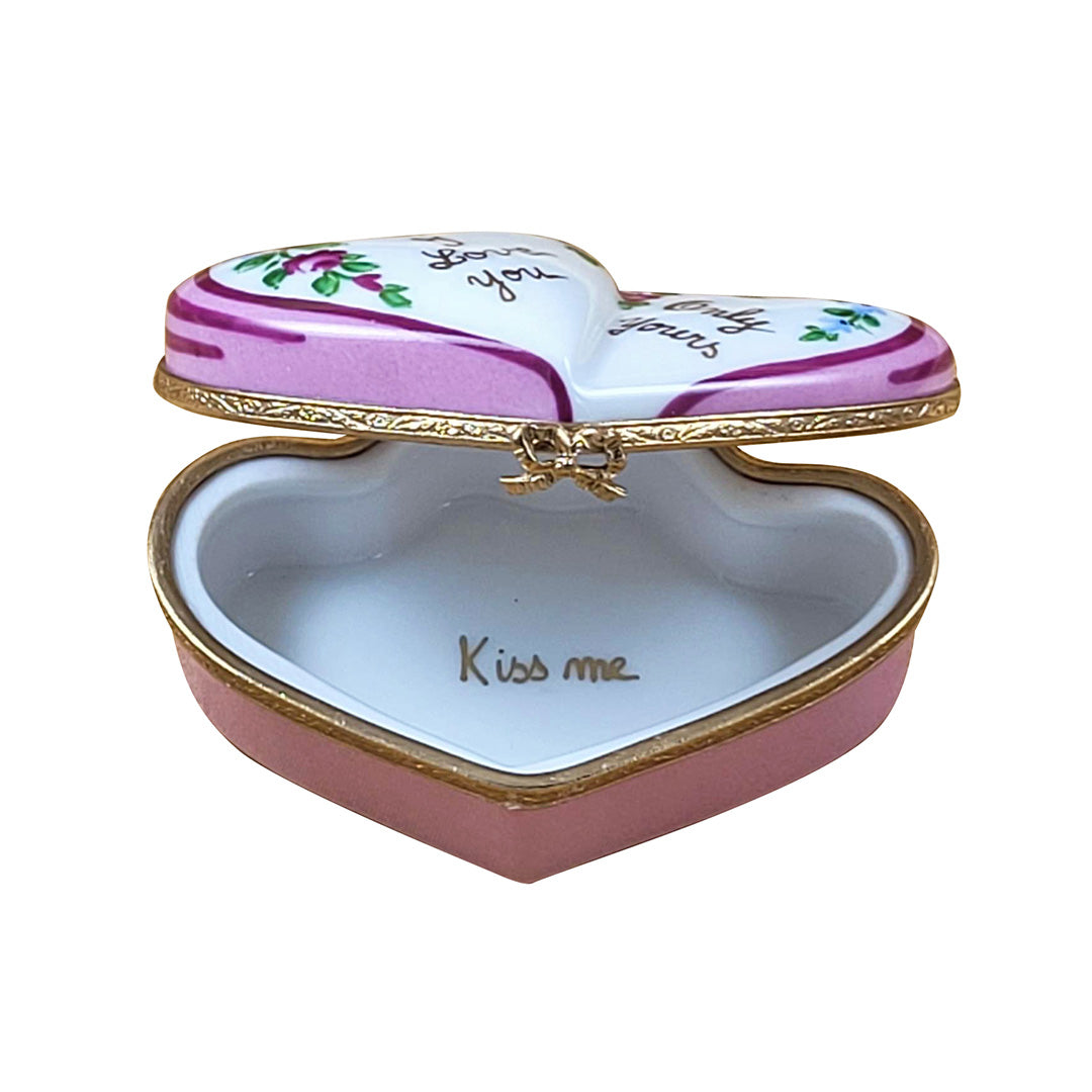 Exquisite Double Heart Limoges Porcelain Box - Hand-Painted French Trinket Jewelry Keepsake - Perfect for Valentine's Day Gifts, Wedding Favors & Collectible Display
