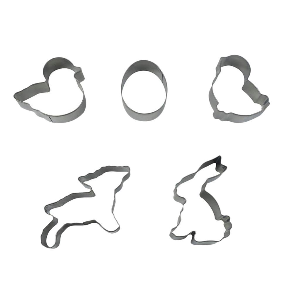 PRETYZOOM 5-Piece Easter Cookie Cutter Set - Bunny, Egg & Chick Shaped Dough Molds for Cookies, Bread, Fruits & Fondant - Perfect for Easter Baking, Party Decorations & DIY Crafts