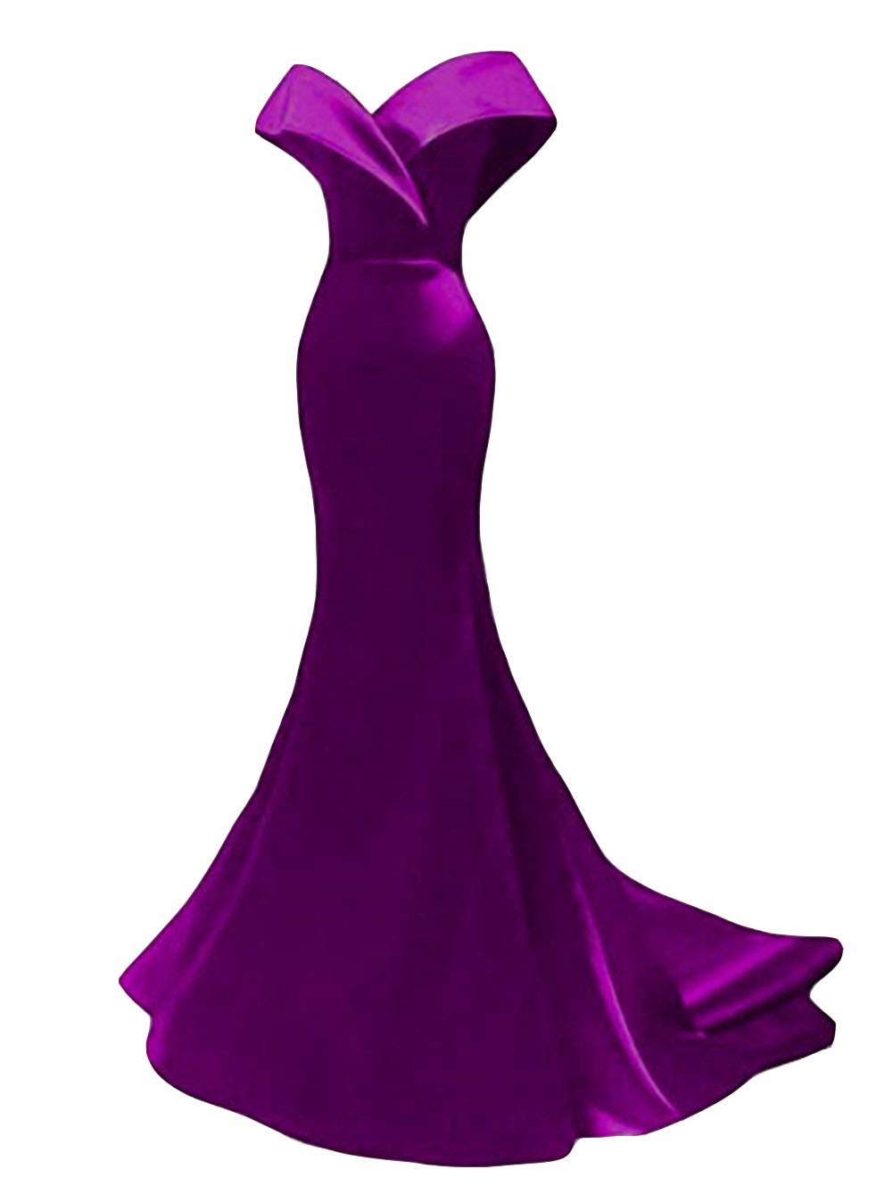Emanni Women's Purple Mermaid Long Satin Prom Dress - Off The Shoulder Evening Gown for Homecoming, Wedding Guest, Cocktail Party & Special Occasions