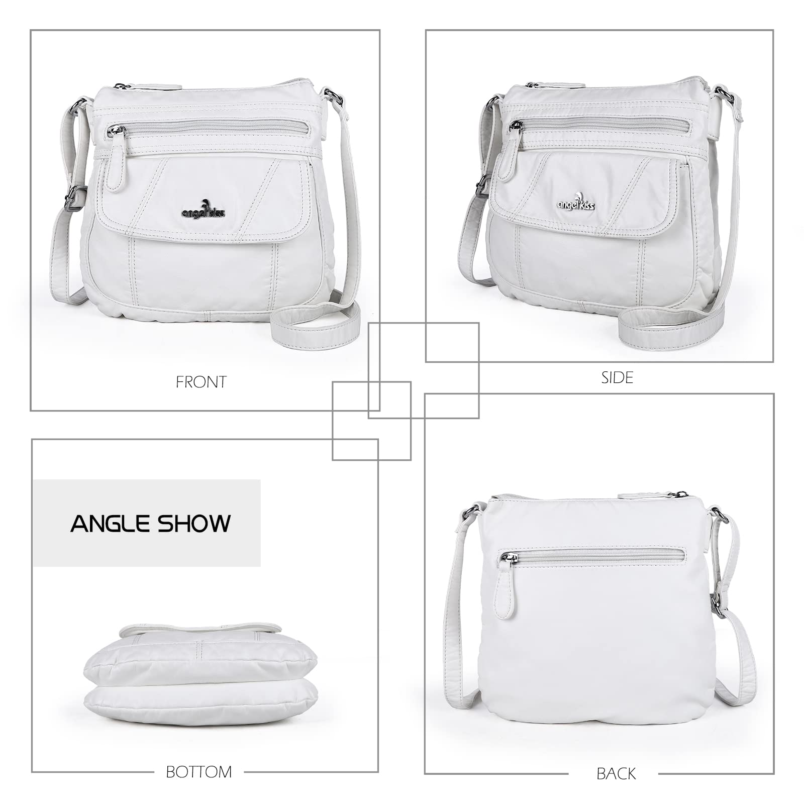 Angel Kiss Women's PU Leather Crossbody Bag with Adjustable Strap - Fashionable Shoulder Purse for Daily Use, Work, Travel & Shopping
