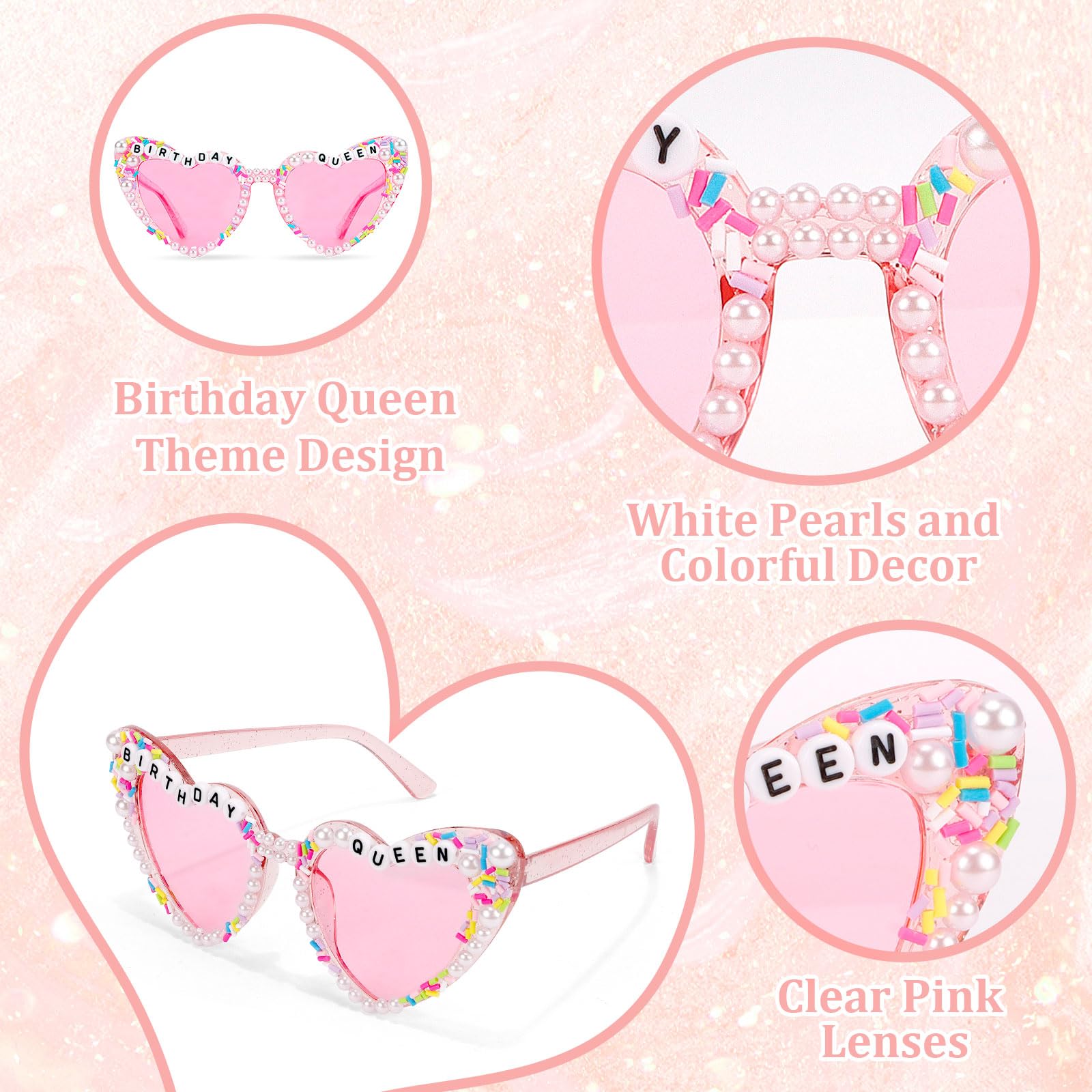 Tiebax Birthday Queen Sunglasses for Women & Girls - Fun Birthday Party Accessories for Celebrations, Bachelorette Parties & Festive Events