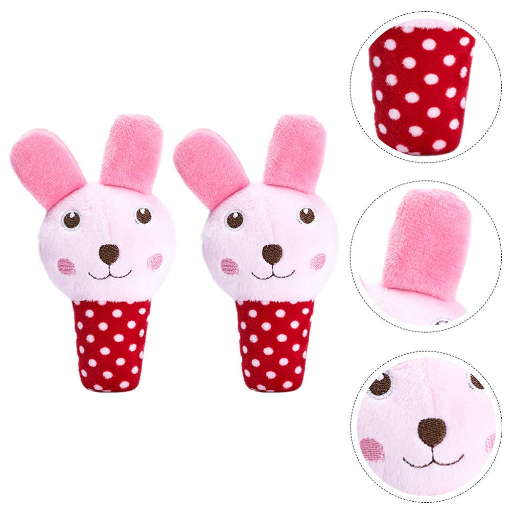 Balacoo 2-Pack Rabbit Shaped Pet Chew Toys - Soft Fluffy Stuffed Animal Interactive Dog & Cat Toys for Teething Puppies - PP Cotton Safe Biting Toys for Small Pets - Perfect for Playtime, Training & Anxiety Relief