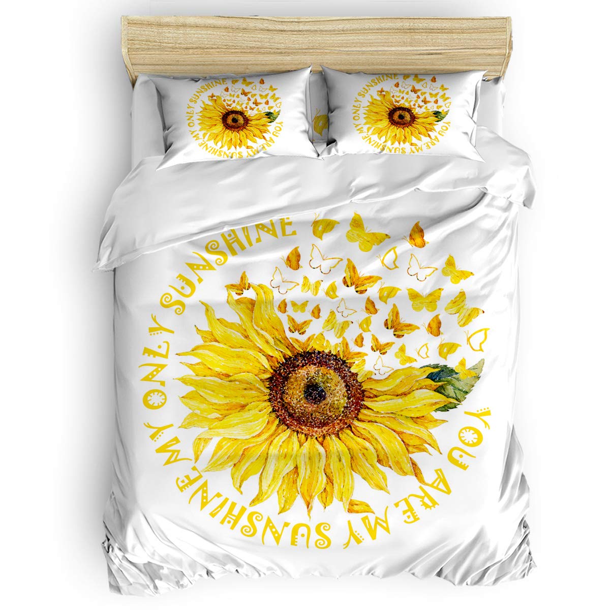 Soft Zipper Duvet Cover Set with Beautiful Animal, Butterflies & Sunflower Design - Queen Size Plush Twill Bedding Set for Kids & Teens - Perfect for Girls' & Boys' Bedrooms, Dorm Rooms & Cozy Home Decor