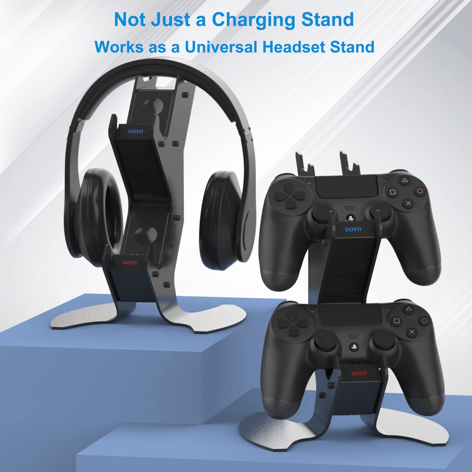 PS4 Controller Charger Stand with Fast USB Charging Dock & LED Indicators - Compatible with PlayStation 4, PS4 Slim, PS4 Pro Controllers - Perfect for Gaming Setups and Multiplayer Sessions