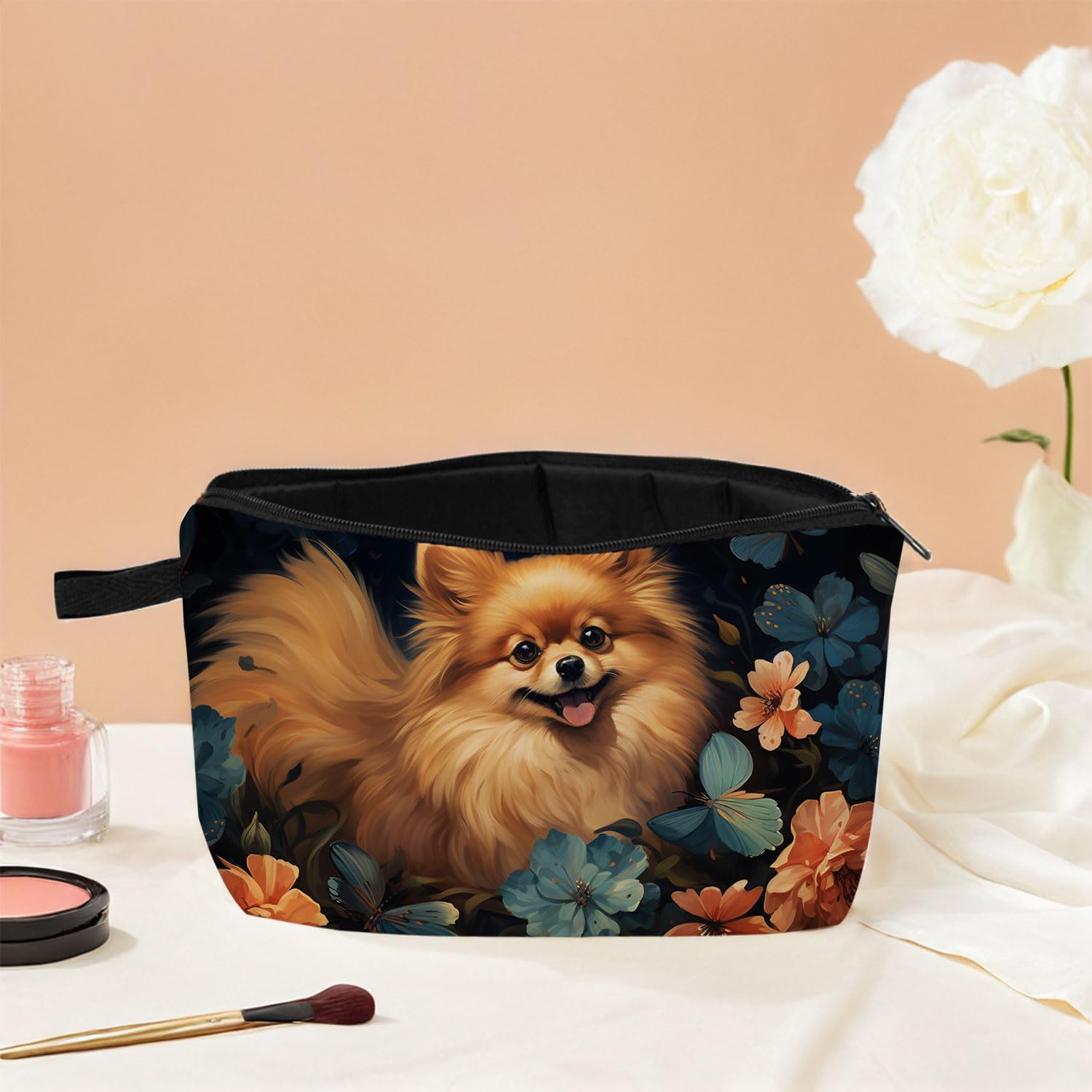 Pomeranian Makeup Bag for Women - Travel Cosmetic Organizer for Gifts & Daily Use