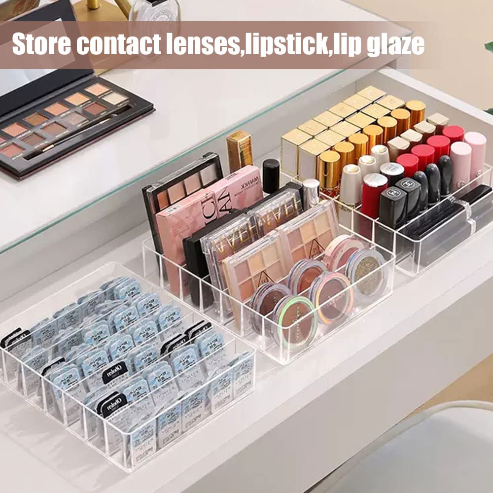TWUTGAYW Acrylic Eyeshadow Palette Organizer - 7-Section Clear Makeup Storage for Vanity, Cosmetics, Skincare | Perfect for Bedroom Cabinet, Drawer & Countertop Organization