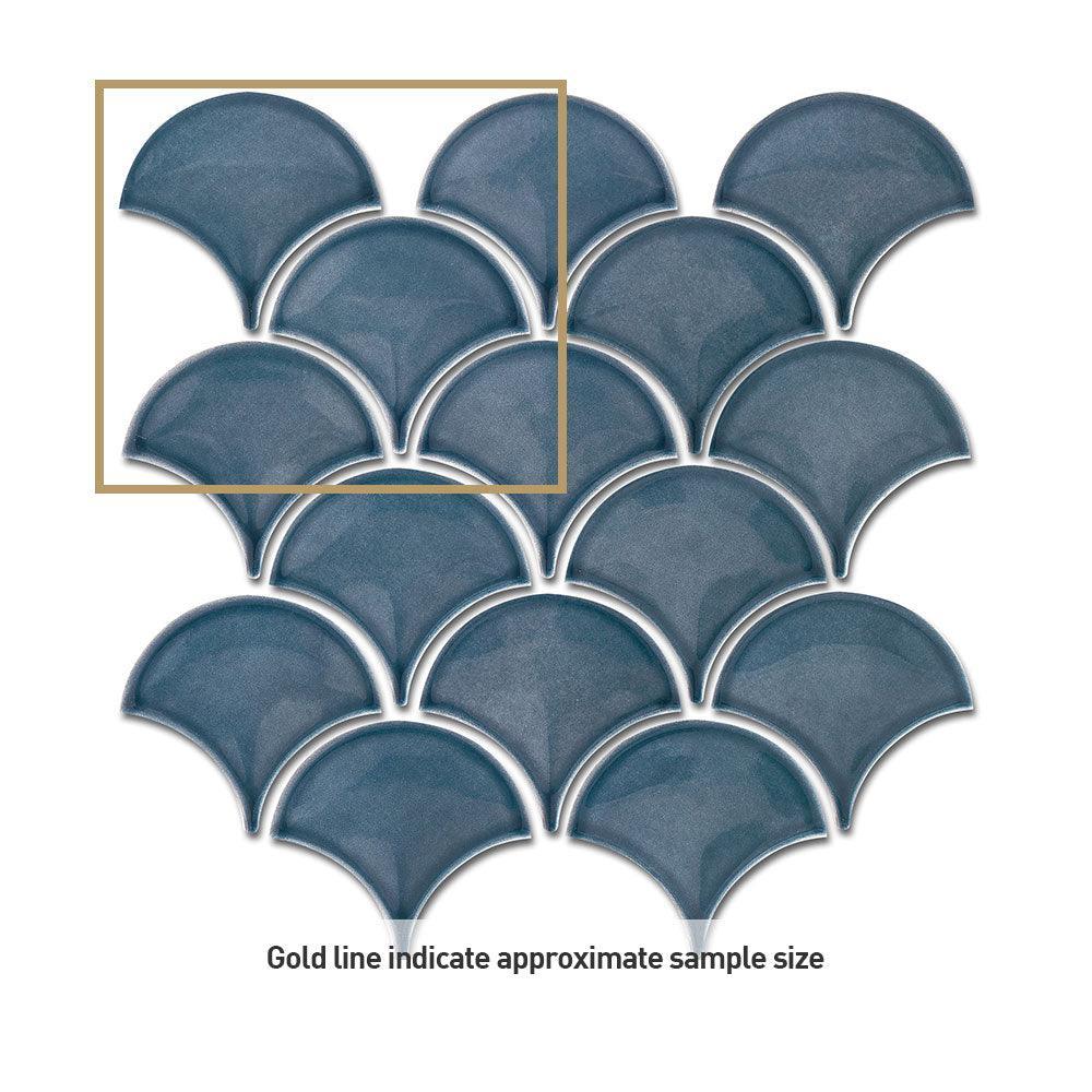 Marina Sea Blue Fish Scale Gloss Mosaic Tile - Stunning Glass Wall & Backsplash Tiles for Bathroom, Kitchen, and Pool Decor