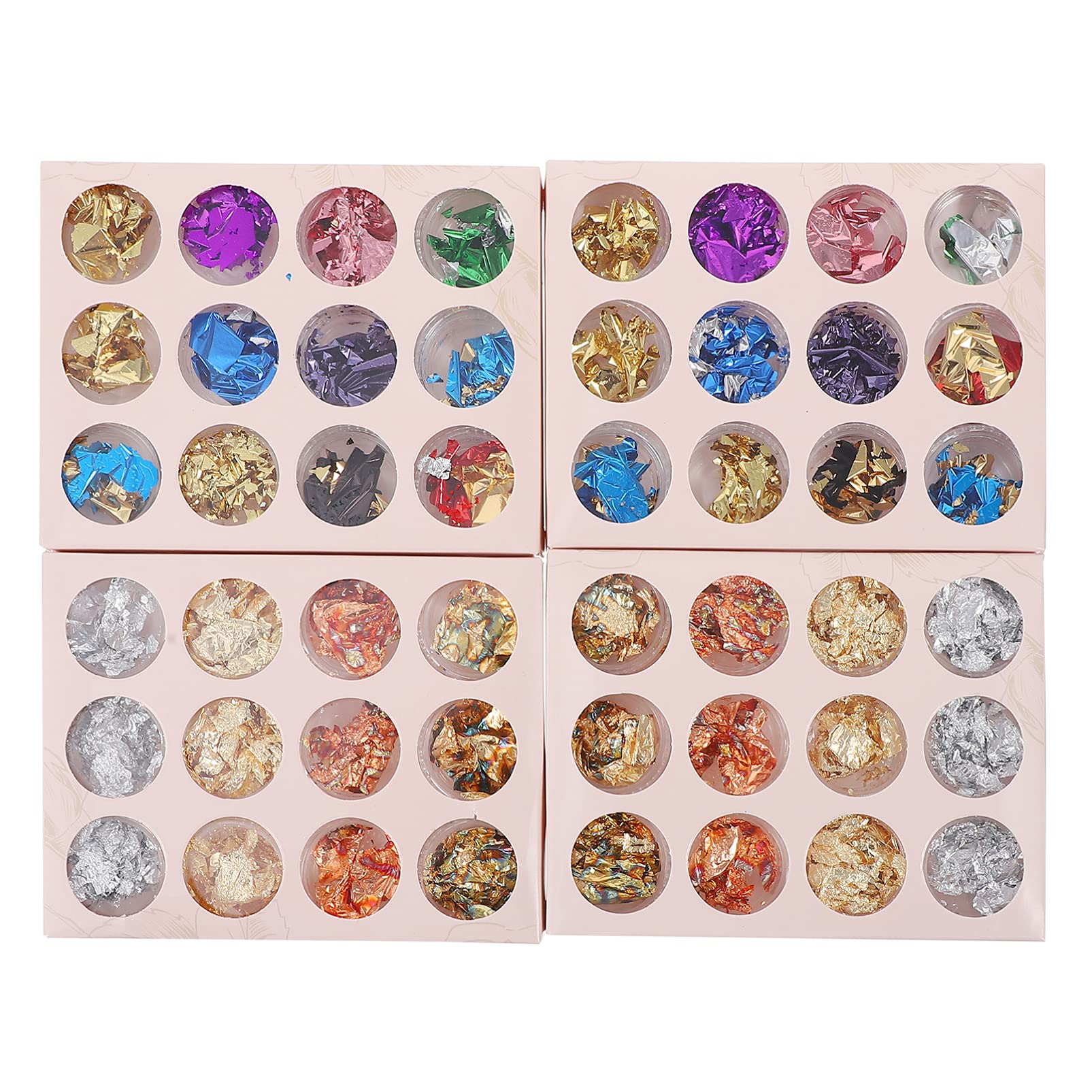 48pcs Glitter Foil Nail Chips for DIY Nail Art - Metallic Tinfoil Paillette Manicure Decoration | Perfect for Nail Salon, Home Manicure & Party Nail Designs