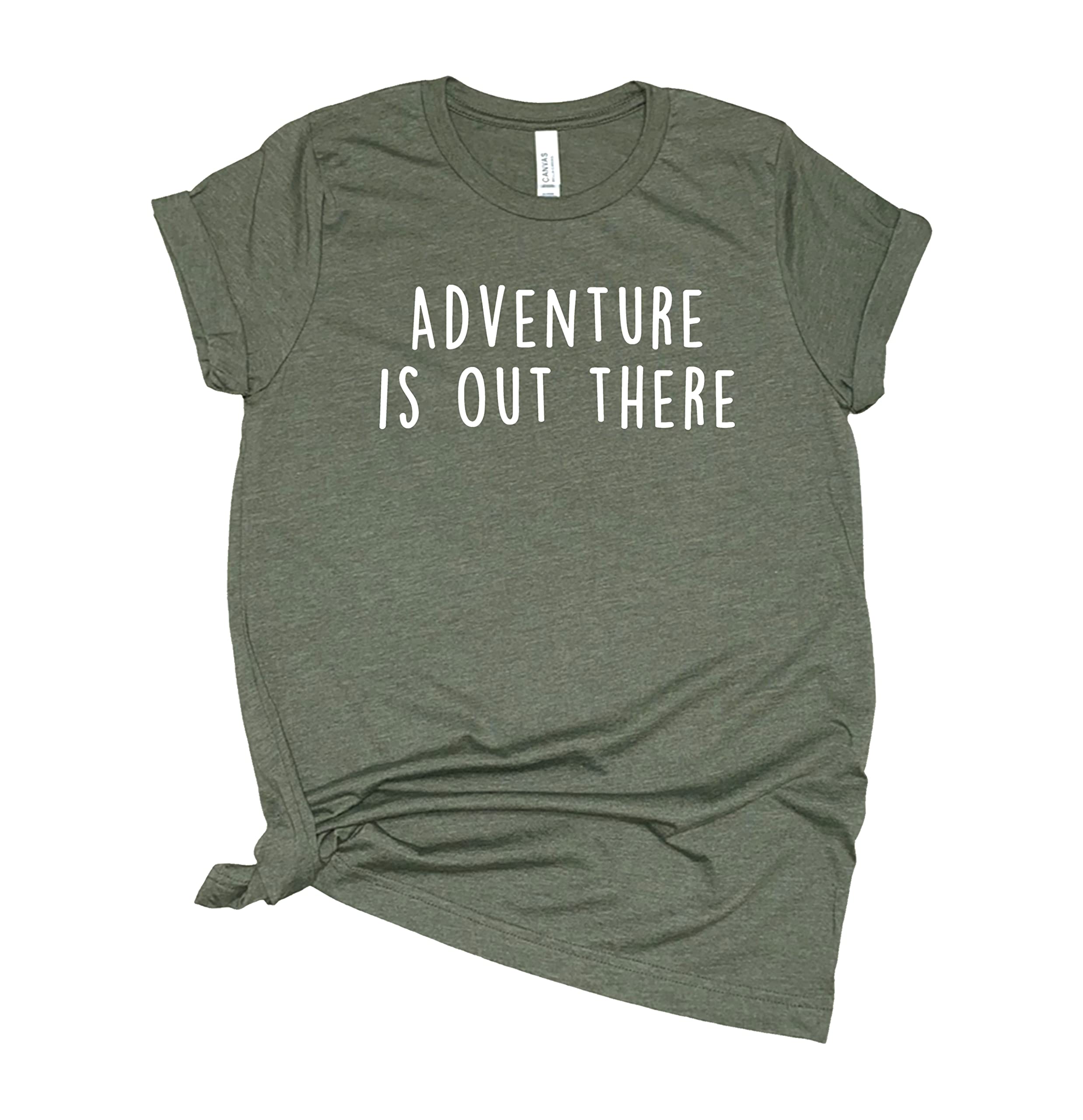 Adventure Is Out There T-Shirt for Women - Explore Travel Hiking Graphic Tee - Casual Short Sleeve Top for Outdoor Activities, Camping & Road Trips
