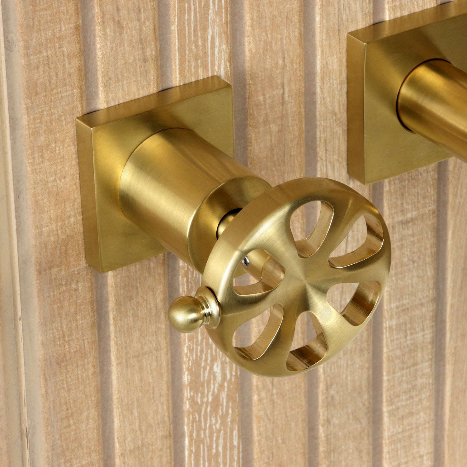Belknap KS6127RX Brushed Brass Double Handle 3-Hole Wall Mount Bathroom Faucet - Perfect for Modern Bathroom Vanities and Powder Rooms