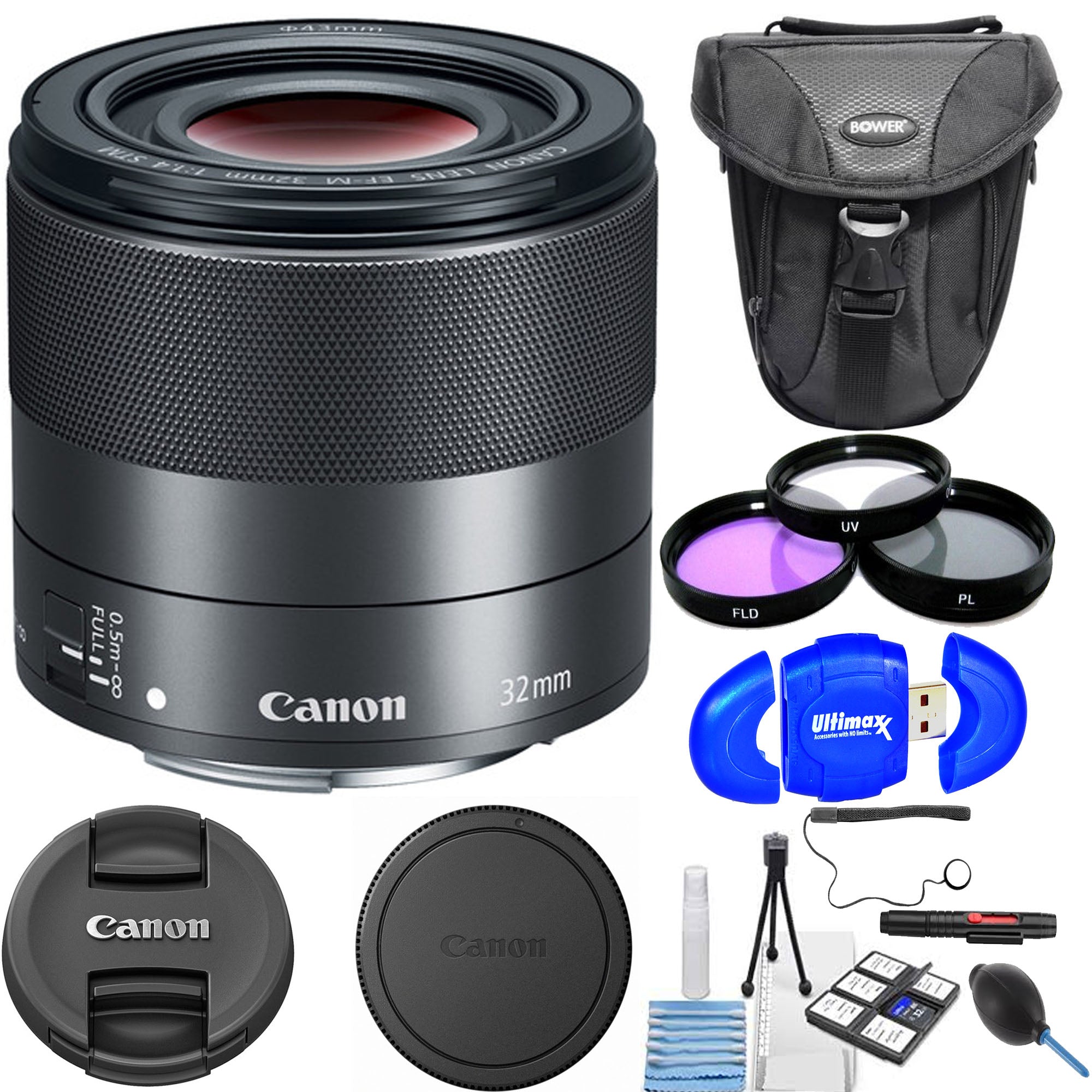 Canon EF-M 32mm f/1.4 STM Lens with Hood & Case - Fast Prime Lens for EOS M Series Cameras - Perfect for Portrait, Low Light & Street Photography