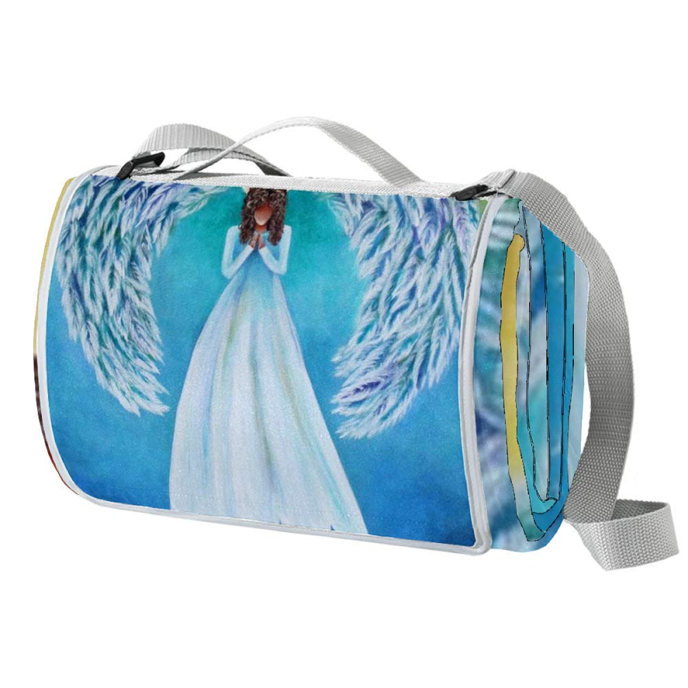 Waterproof Sandproof Picnic Blanket with Angel Wings Design - Lightweight Beach Mat for Camping, Hiking & Travel (57x59 inches) - Perfect for Beach Outings, Park Picnics & Outdoor Adventures