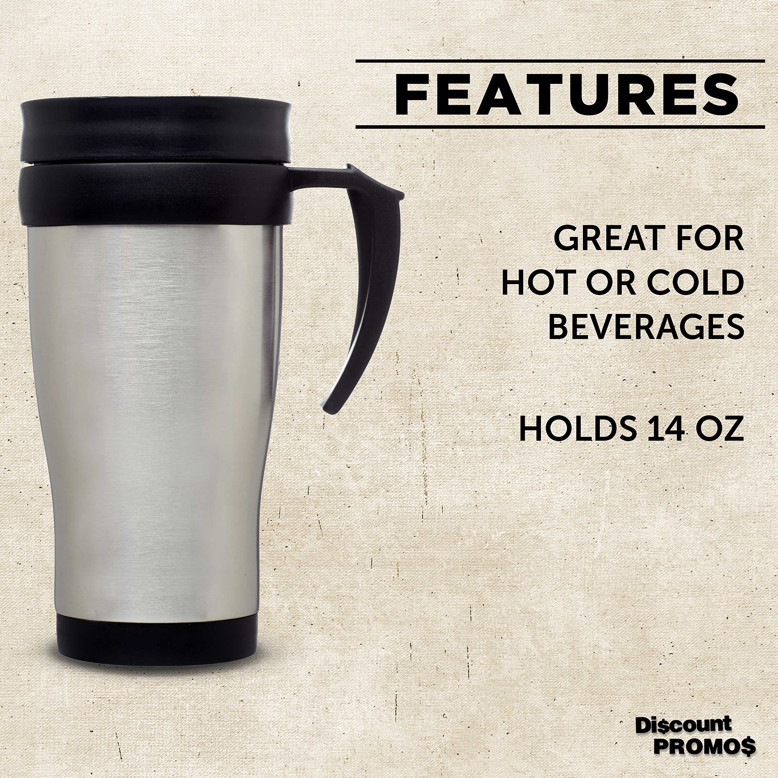Premium 14 oz Stainless Steel Travel Mugs with Handle - Set of 10 Bulk Pack - Insulated Hot & Cold Beverage Containers for Coffee, Tea, Soda - Ideal for Office, Camping, Travel & Gifts - Silver