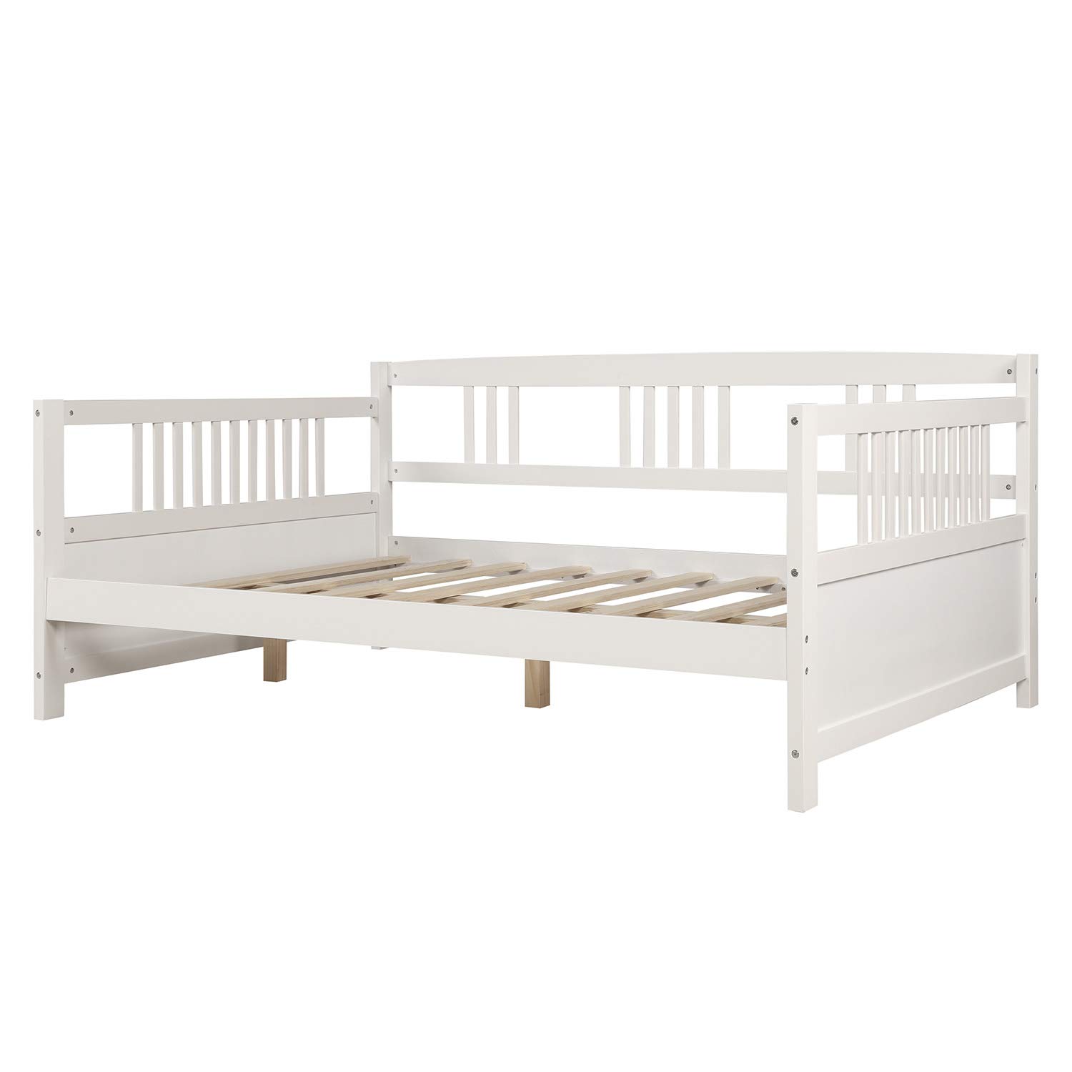 Modern Pine Wood Daybed - Full Size Daybed Frame with Strong Wood Slats Support for Kids, Teens & Adults (White) | Perfect for Guest Rooms, Dormitories & Small Spaces