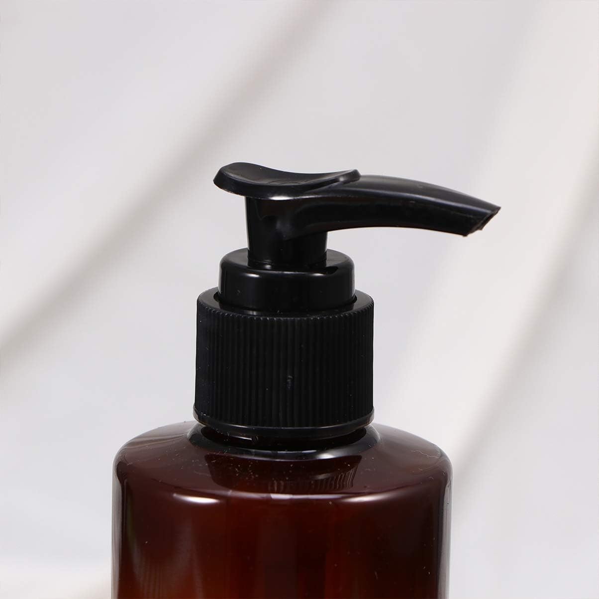 R K Bottles 200ml Amber Glass Bottles with Black Pump Dispenser - 3 Pack Refillable Empty Bottles for Essential Oils, Lotions & DIY Beauty Products | Perfect for Home, Salon & Travel Use