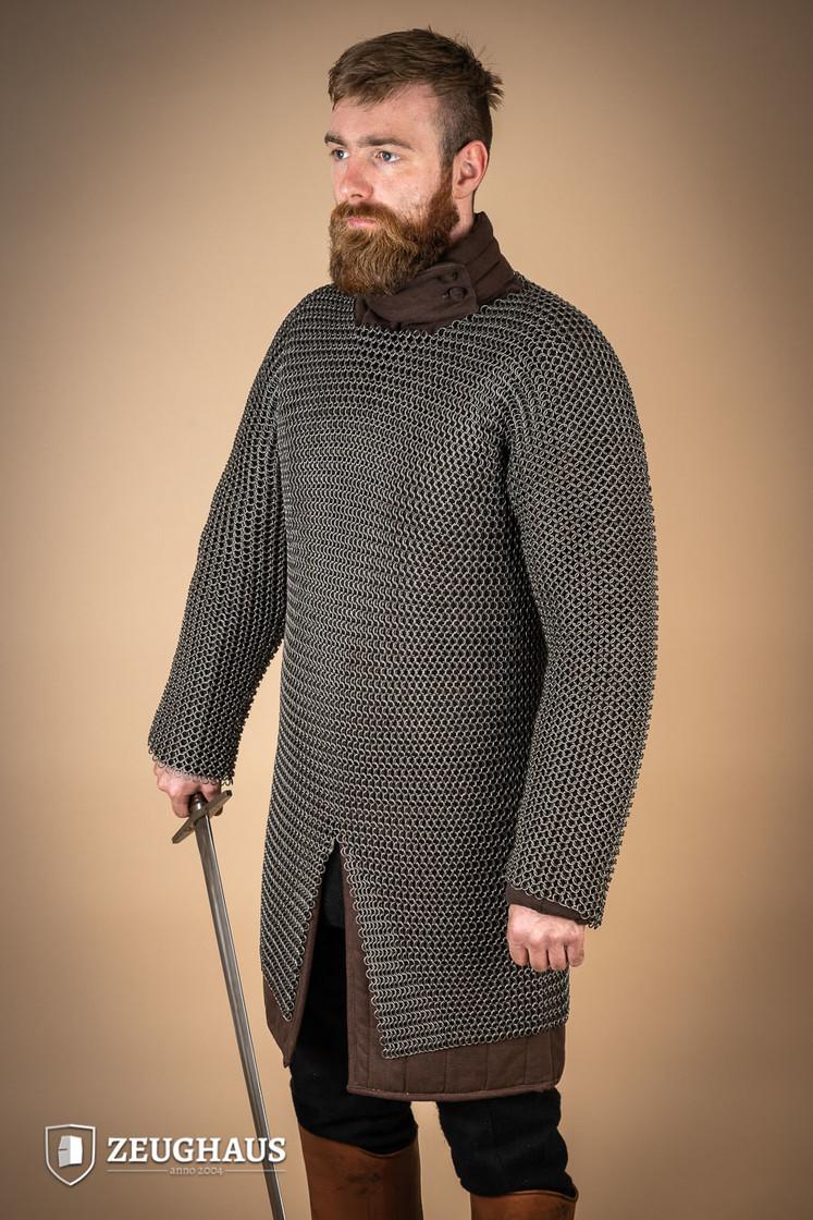 Chainmail Hauberk Armor - 9mm Steel Round Ring Medieval Knight Costume for LARP, Cosplay & Renaissance Fairs | Oil-Finished for Durability & Authentic Look