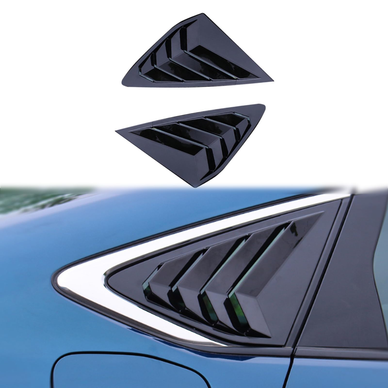 2023-2024 Honda Accord Rear Side Window Louvers Spoiler - Bright Black Air Vent Scoop Shade Cover for Sporty Style & Sun Protection (Perfect for Summer Driving & Car Shows)