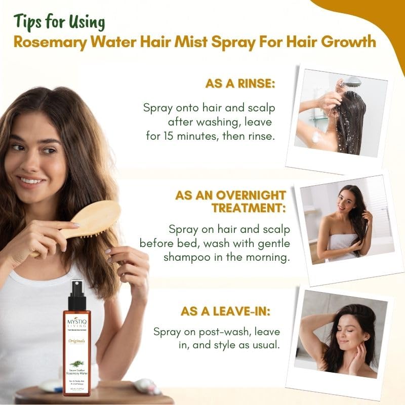 Pure Rosemary Water Hair Growth Spray - 100% Natural Hydrosol Mist for Thicker Hair | 2-Pack (200ml) | Promotes Hair Regrowth & Scalp Health | Perfect for Daily Hair Care Routine & Natural Styling