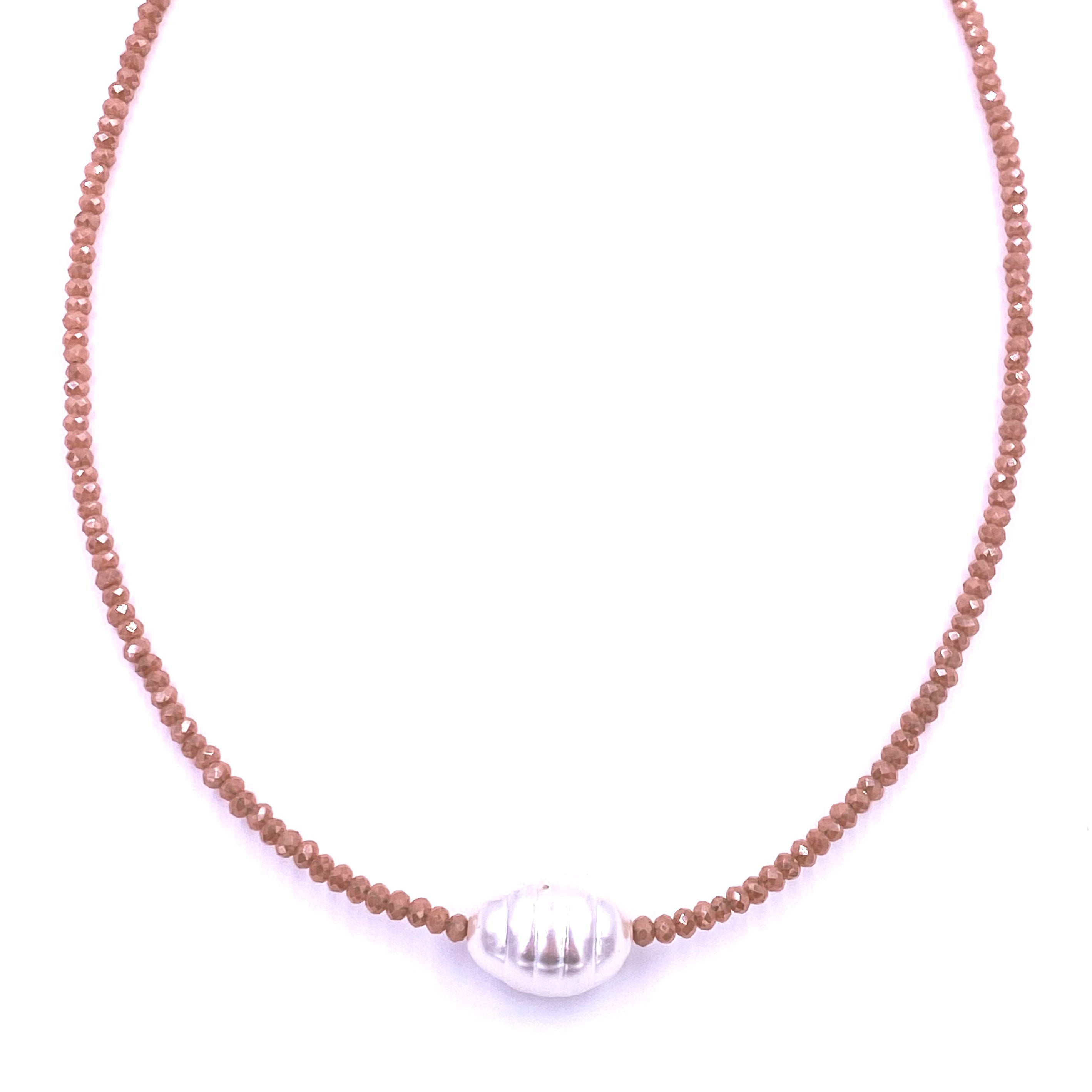 Ashley Gold Stainless Steel Gold Plated 2MM Beaded Freshwater Pearl Necklace with Semi-Precious Red Center - Perfect for Weddings, Parties & Special Occasions