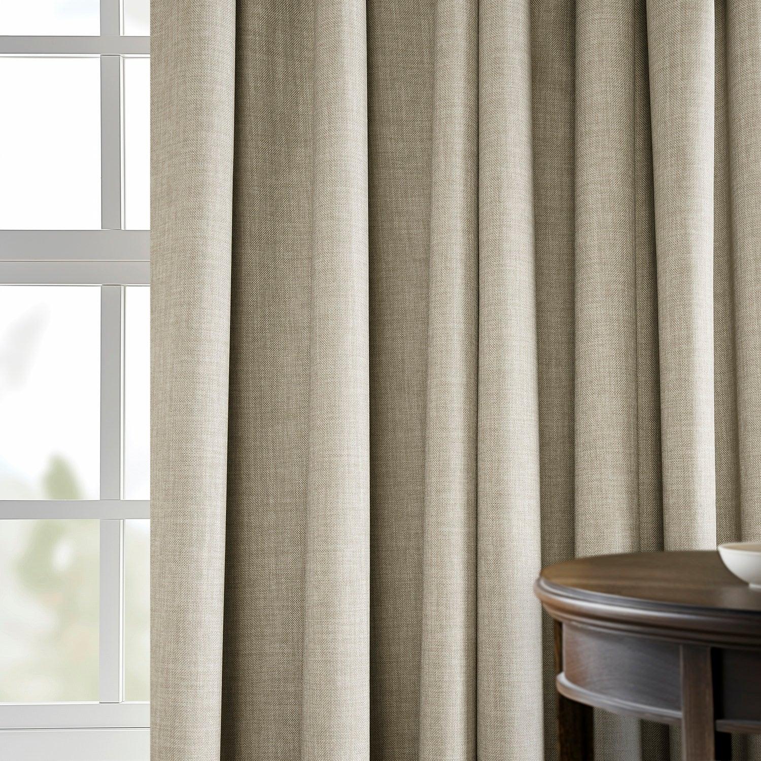 Light Beige French Pleat Blackout Curtains for Bedroom - Thermal Insulated Noise Reducing Linen Drapes - Hotel Style Window Treatments for Living Room & Nursery