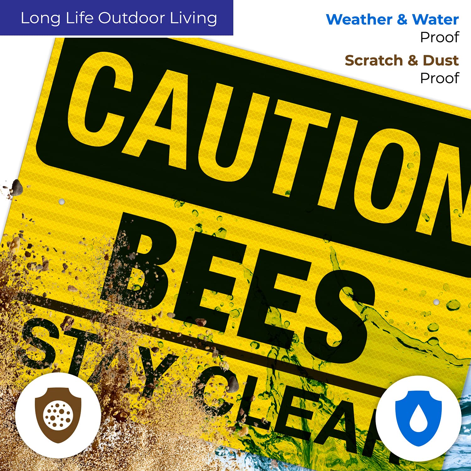 Bees Stay Clear Sign - 24x30 Inches Reflective Aluminum Warning Sign, 3M EGP .080 Thick, Fade Resistant, Made in USA - Perfect for Beekeeping Areas, Farms & Outdoor Spaces