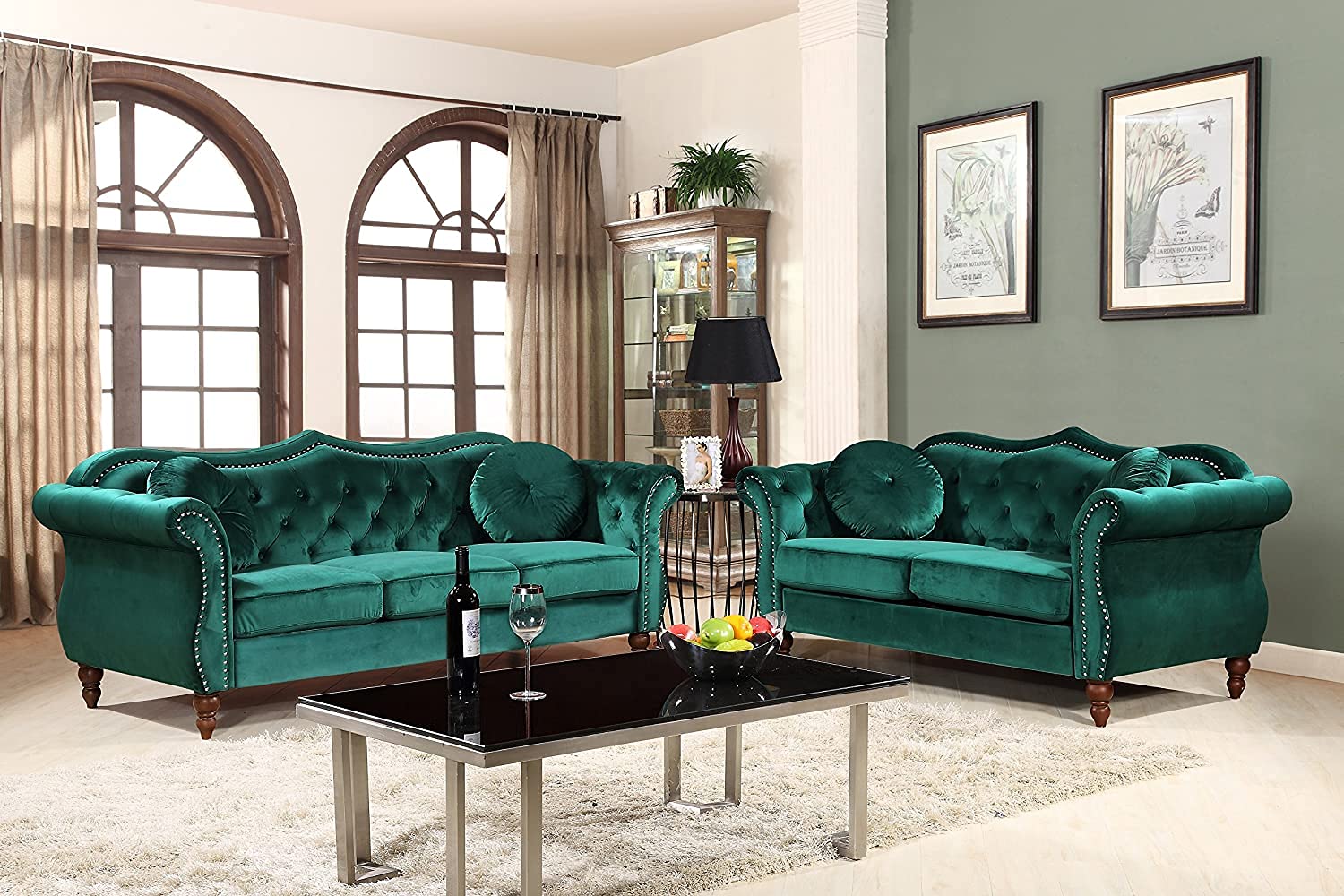 Anna1 Chesterfield Velvet Sofa for Living Room - 79.5
