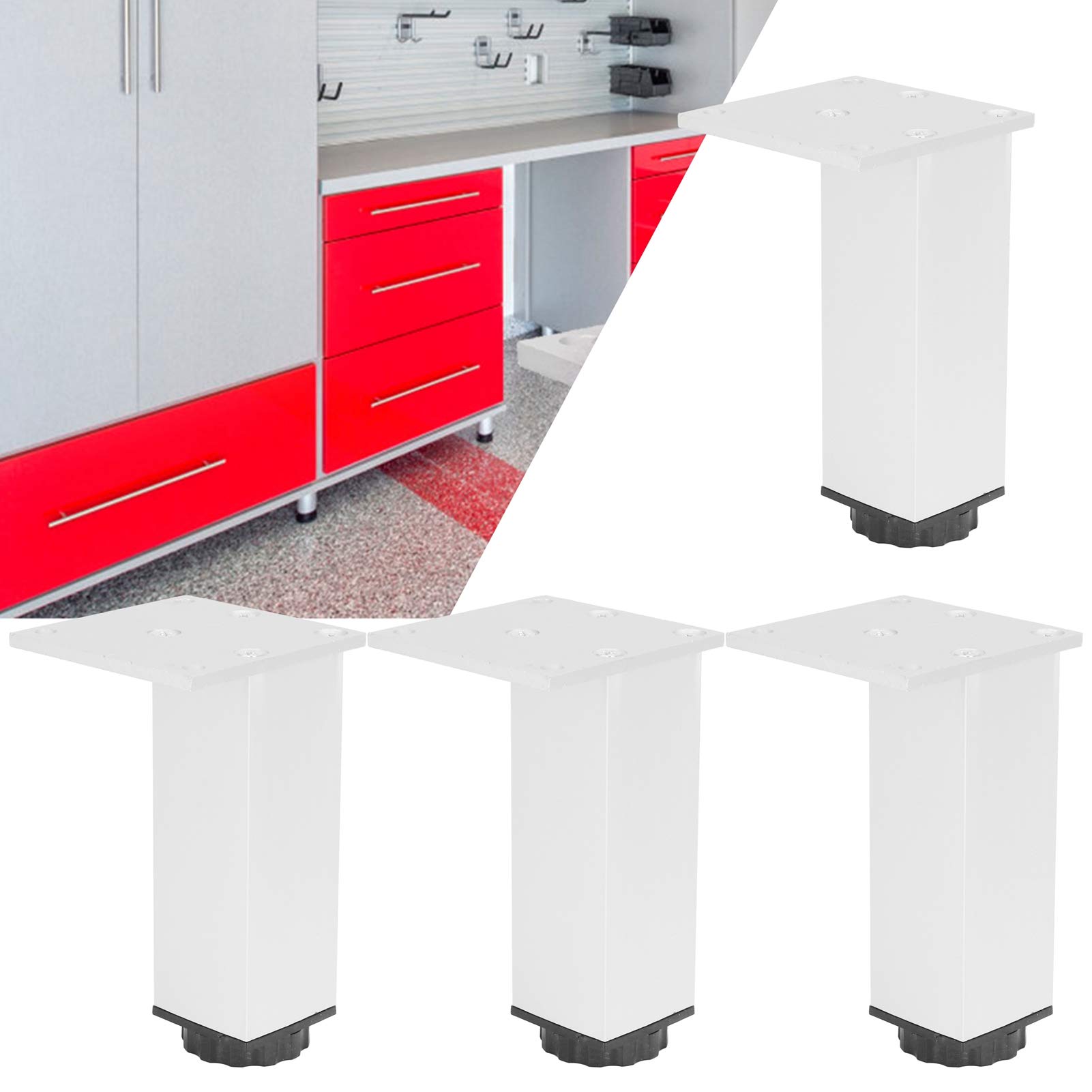 Adjustable Furniture Legs 4Pcs - Heavy Duty Sofa Feet for Cabinets & Shelves - 120mm Square Cabinet Legs (Oxidized Color) - Perfect for Home Office, Living Room & Bedroom Furniture Support