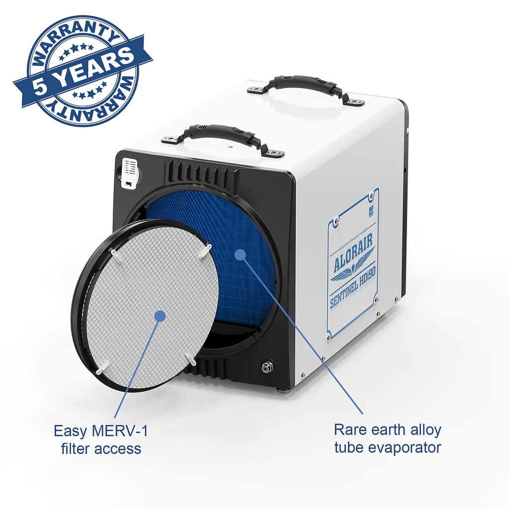 AlorAir HDi90 Ductable Basement Dehumidifier with Pump - 90 Pints Capacity for Crawl Space, Home & Commercial Use - Ideal for Damp Areas, Mold Prevention & Moisture Control