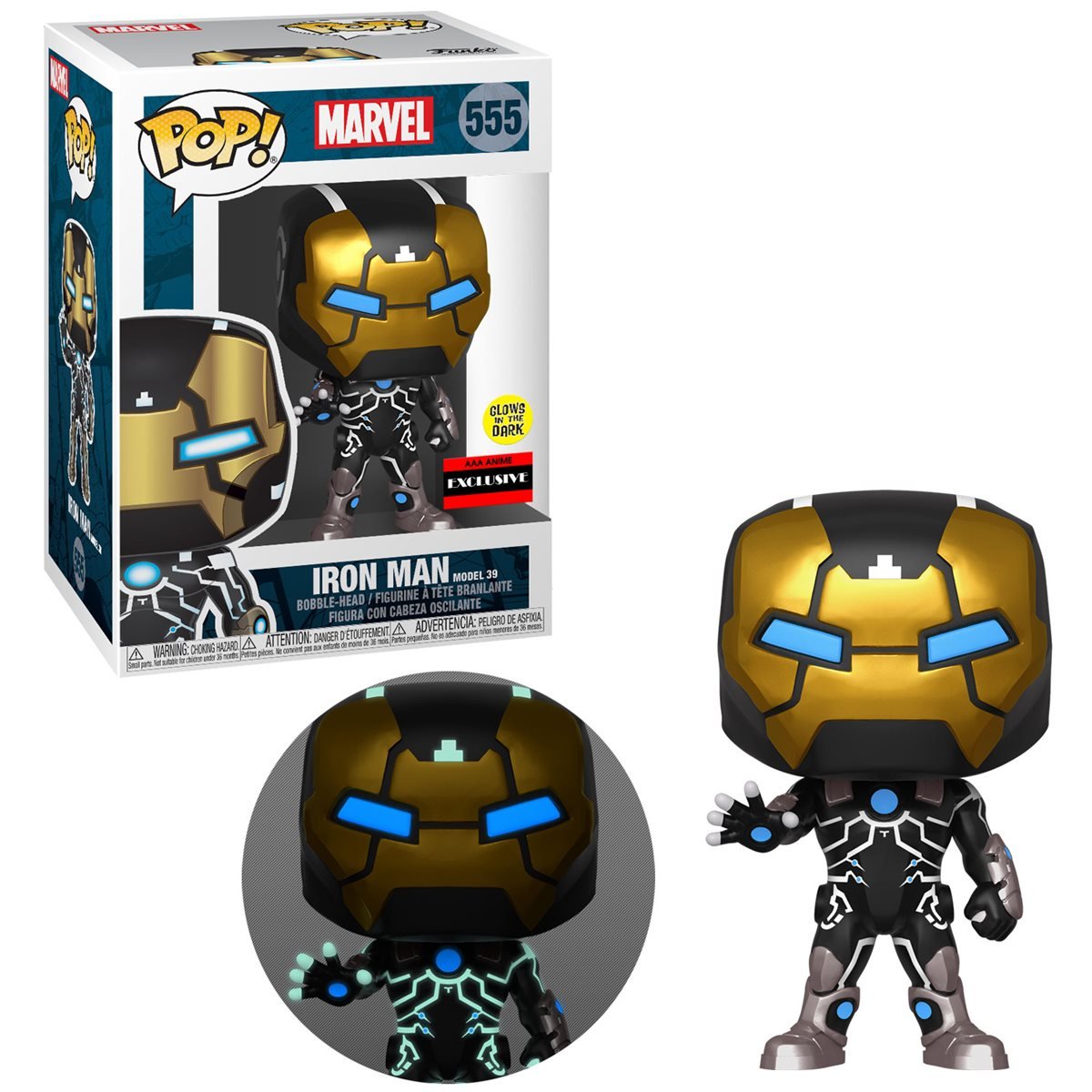 Marvel Iron Man Model 39 Glow in The Dark AAA Anime Exclusive Funko Pop Vinyl Figure #555 - Perfect for Marvel Collectors, Home Decor & Gift Giving