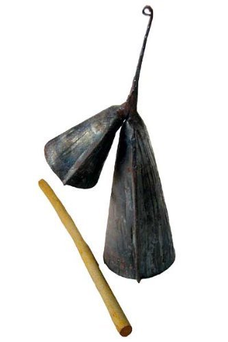 Authentic Ghanaian Iron Cow Bell with Stick - Double Bell Design - Medium Size for Farm, Ranch, or Decorative Use