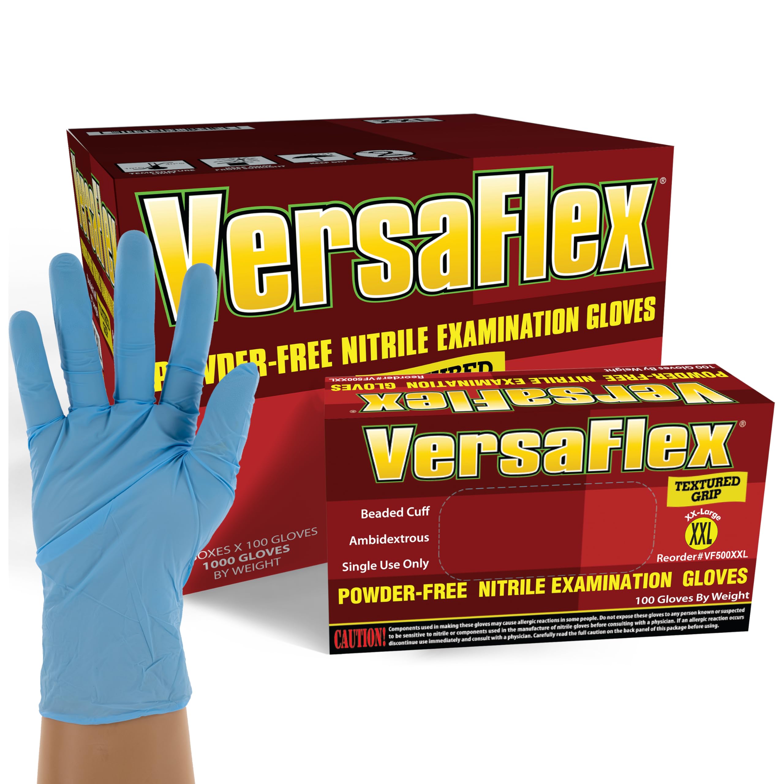 Premium Nitrile Exam Gloves - 1000 Count Box, Powder-Free & Latex-Free Disposable Gloves with Textured Grip - Ideal for Medical, Dental, Tattoo, Food Service & Cleaning Use