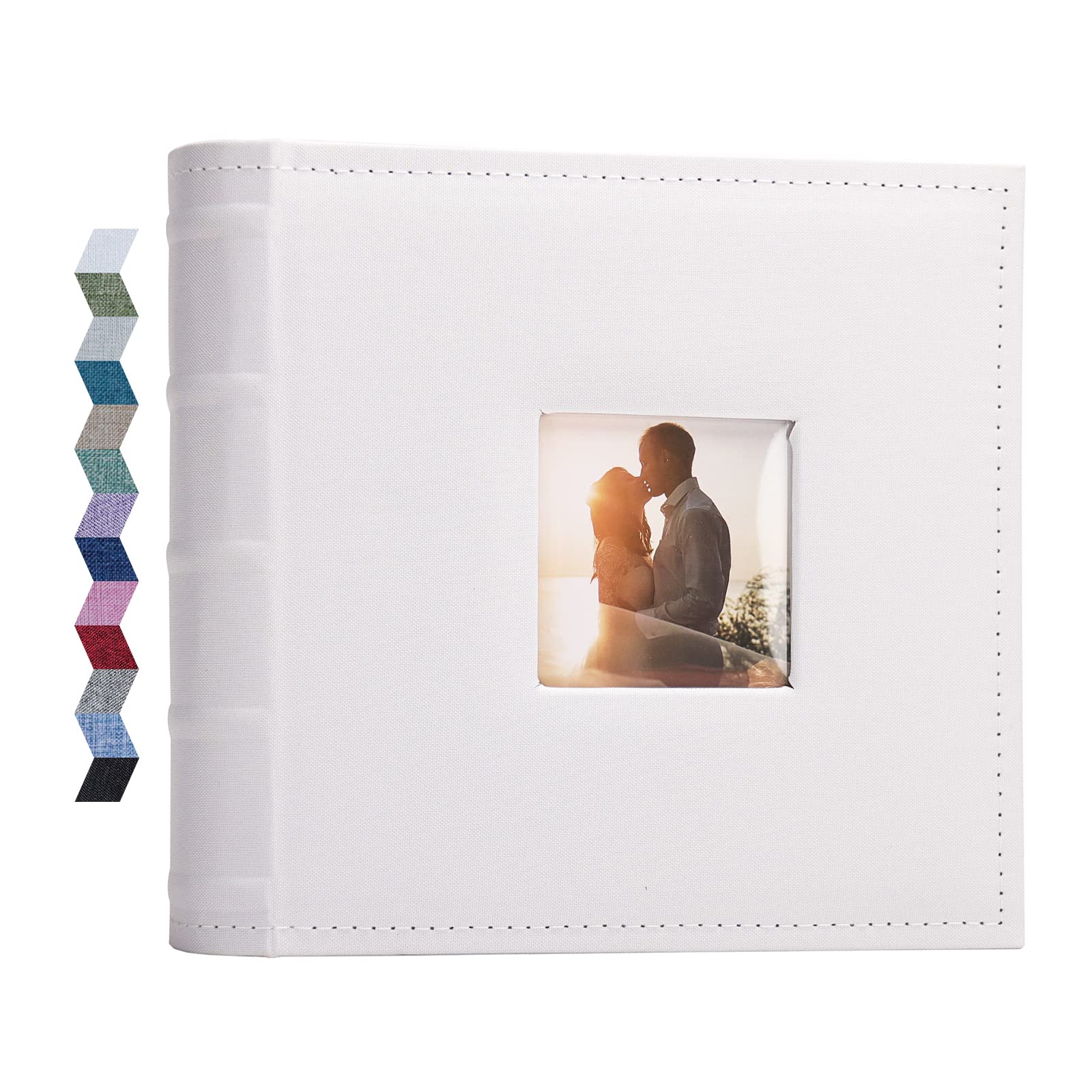Vienrose 4x6 Photo Album - Holds 100 Pictures, Linen Frame Cover with Memo Areas, Large Capacity Slip-in Photo Book for Wedding, Baby, Vacation (White) - Perfect for Preserving Family Memories and Special Events